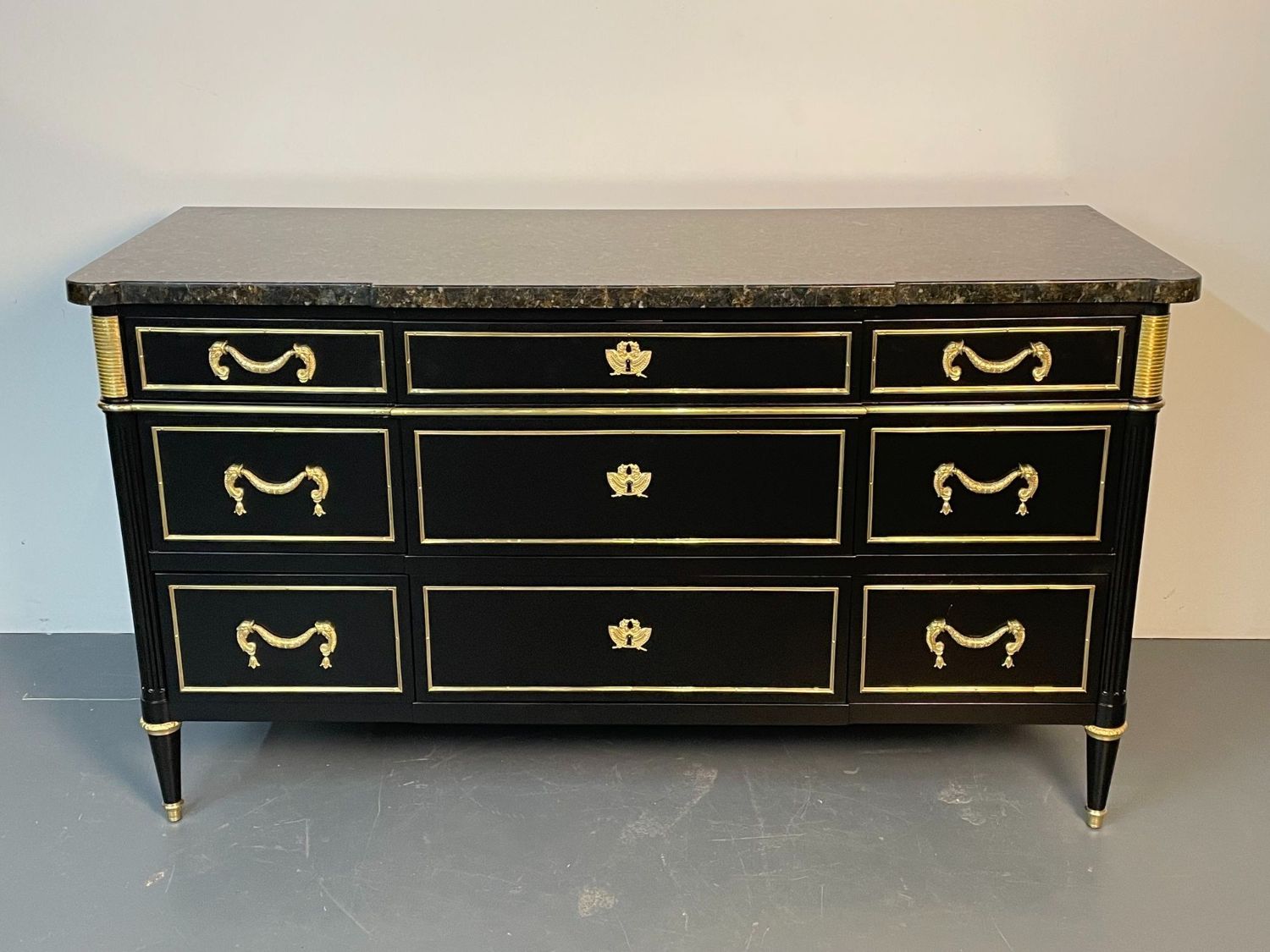 French Hollywood Regency Chest or Commode by Maison Jansen, Bronze, Marble
