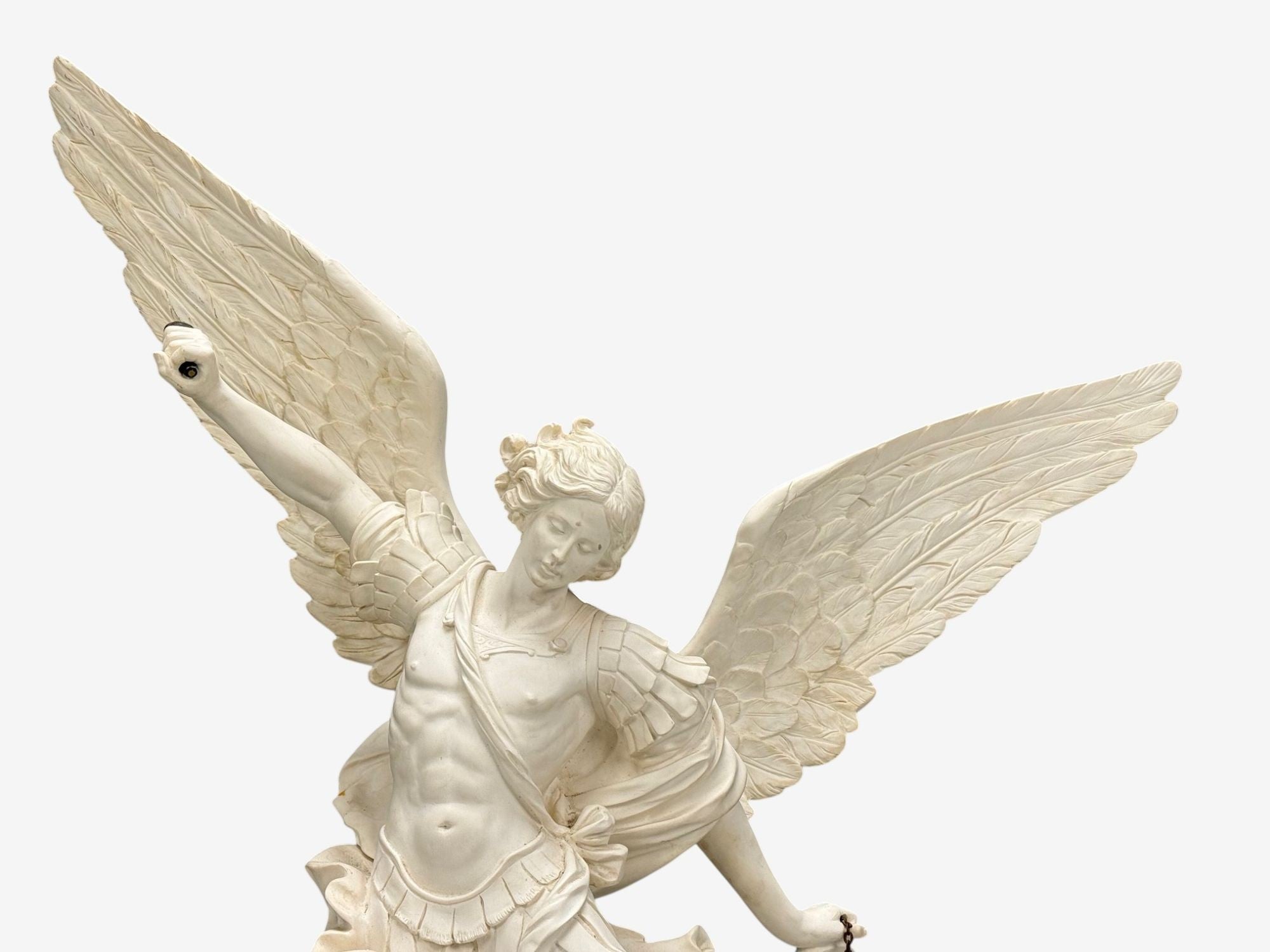 Statue of Saint Michael the Archangel, Composite, Marble Base, Italy, 20th c.