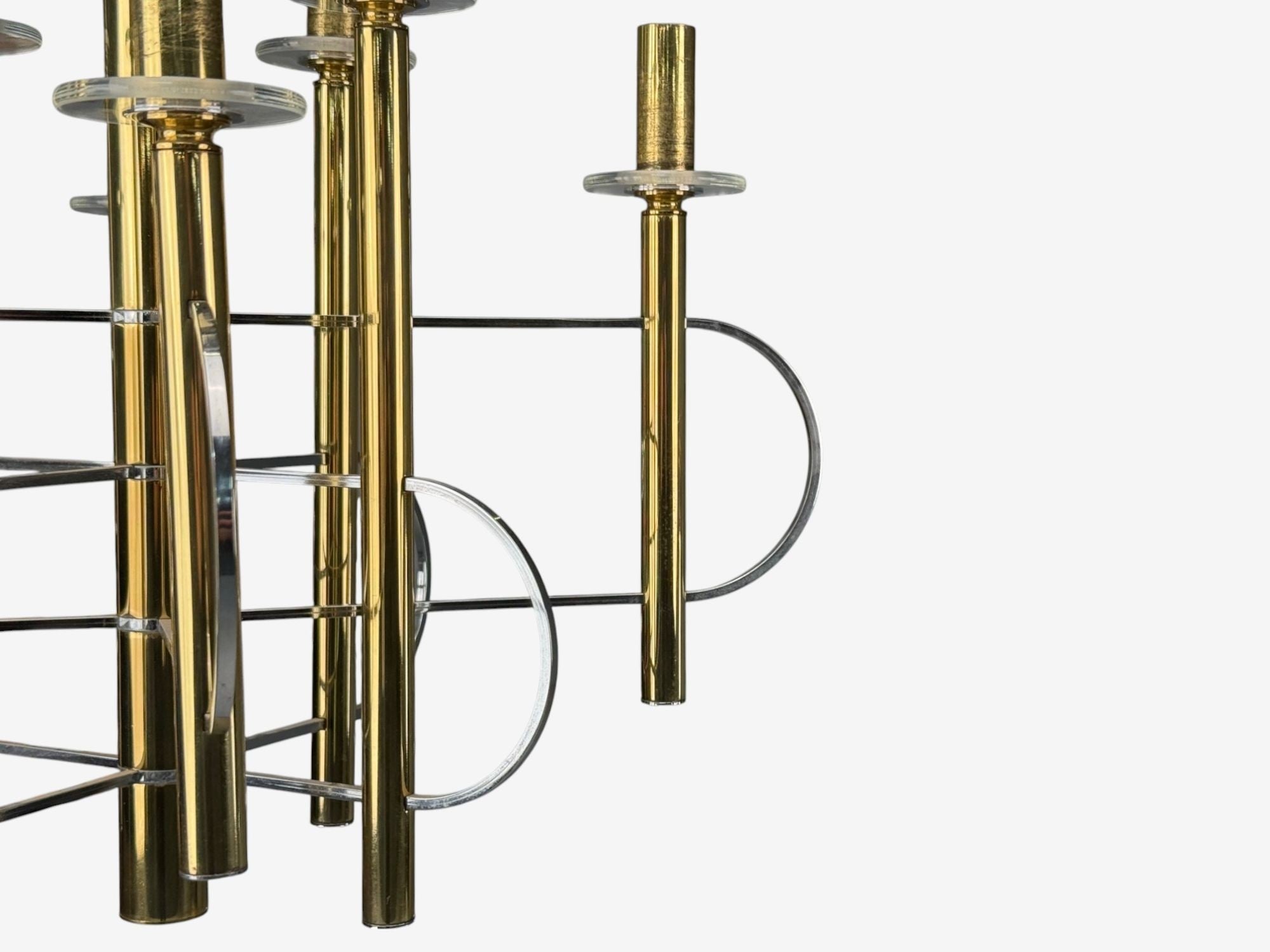 Gaetano Sciolari, Brass, Metal, Glass, Pendant Lights, Italy, 1970s