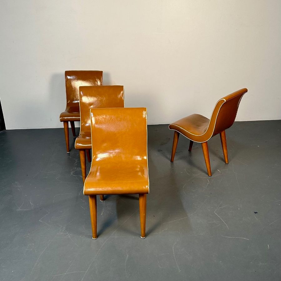 Four American Mid-Century Modern Curvy Dining / Side Chairs by Russel Wright