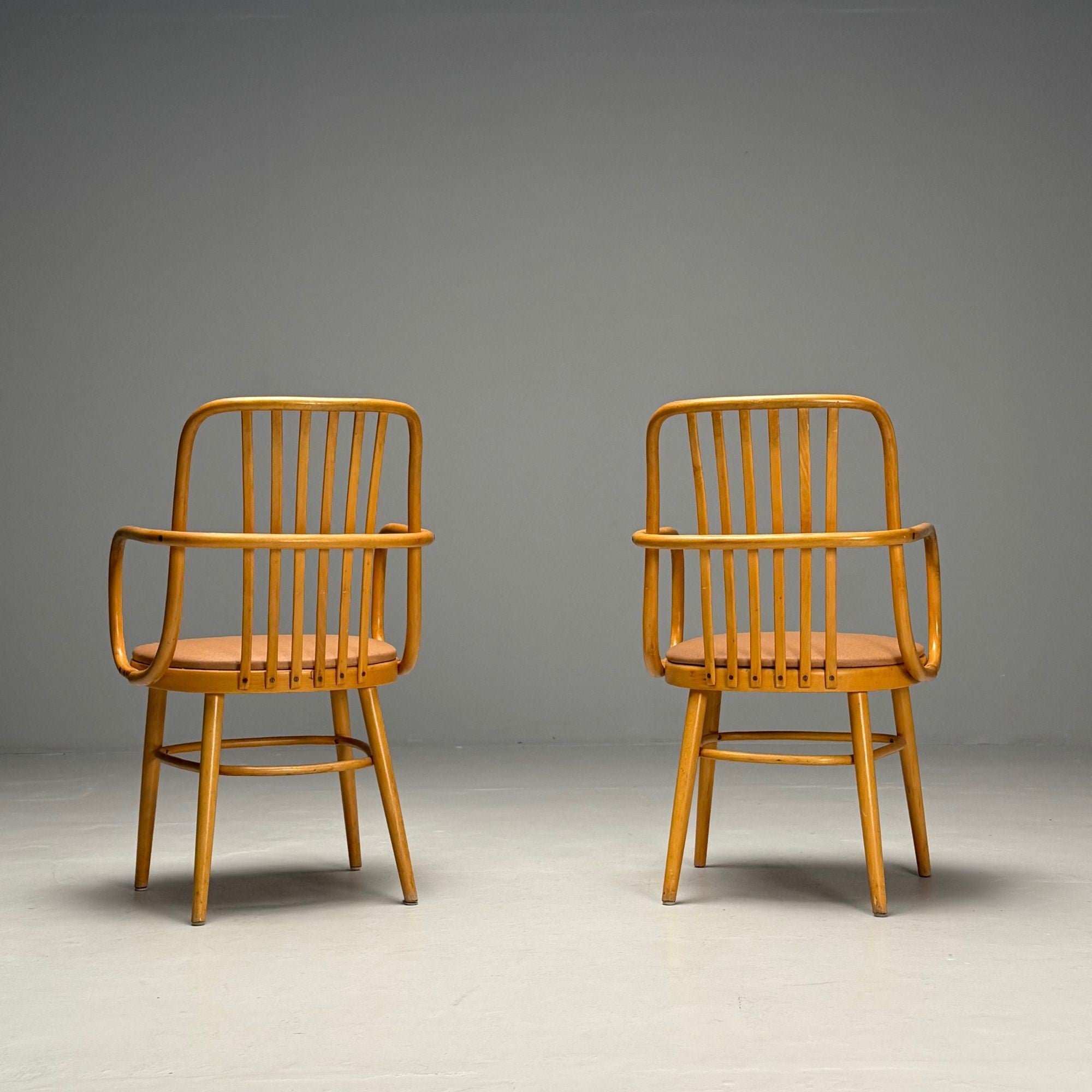 Josef Hoffmann, Ligna, Mid-Century Modern, Bistro Chairs, Czech Republic, 1970s