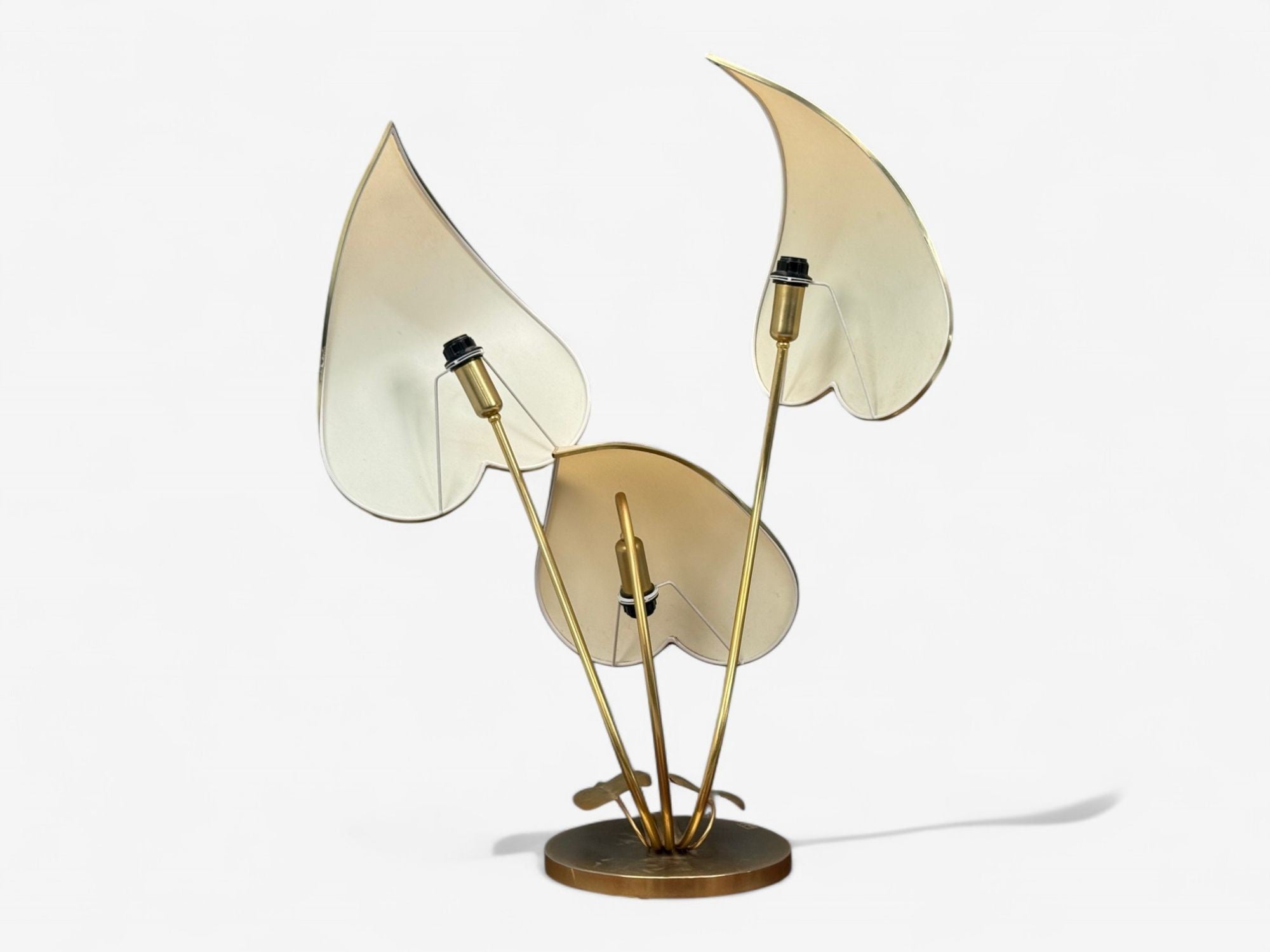 Italian Modern, Gilt Iron, Fabric, Large Table Lamp, Italy, 1970s
