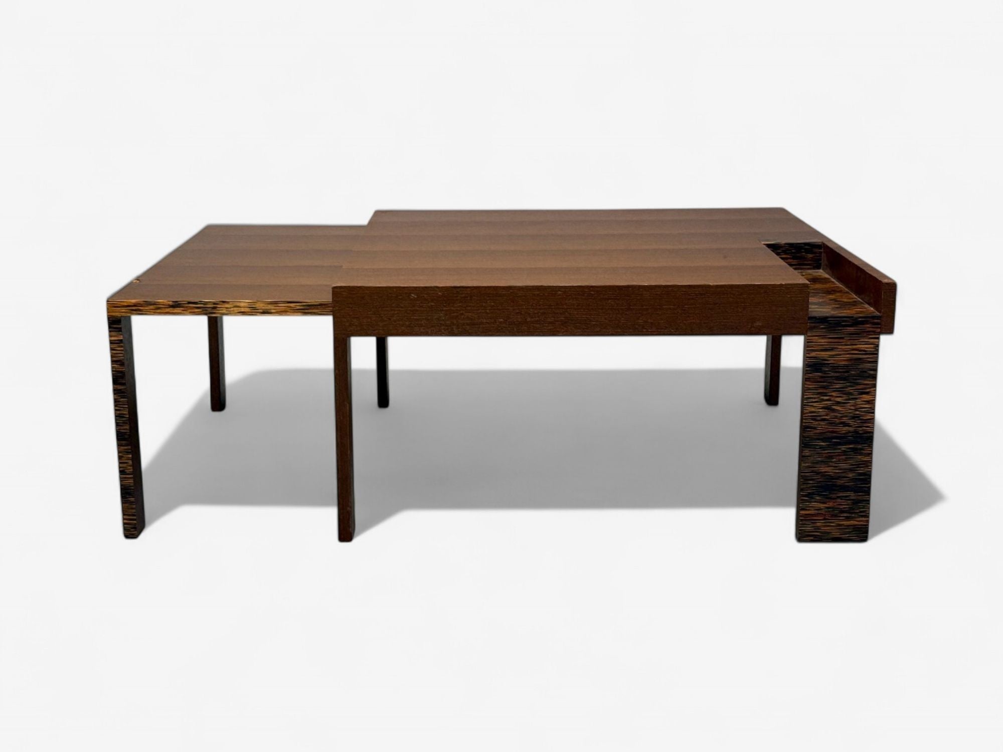 French Art Deco, Wood, Palm Veneer, Expandable Coffee Table, France, 1960s