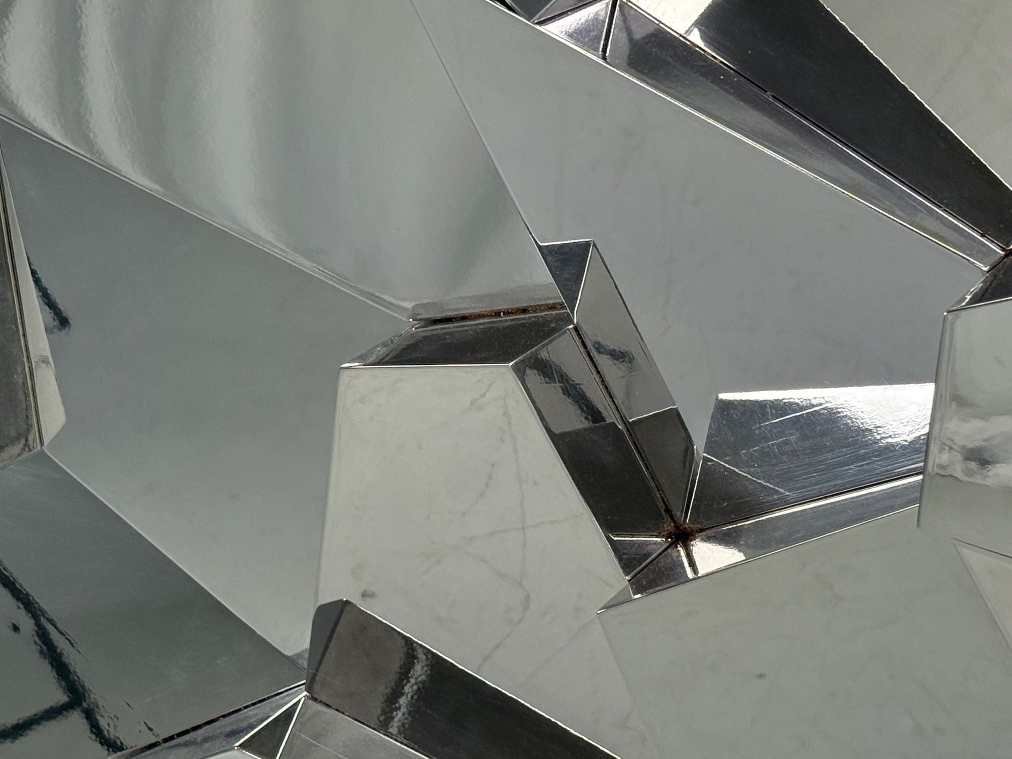 Brutalist Style, Geometric Chrome Wall Mirror, American, 2010s