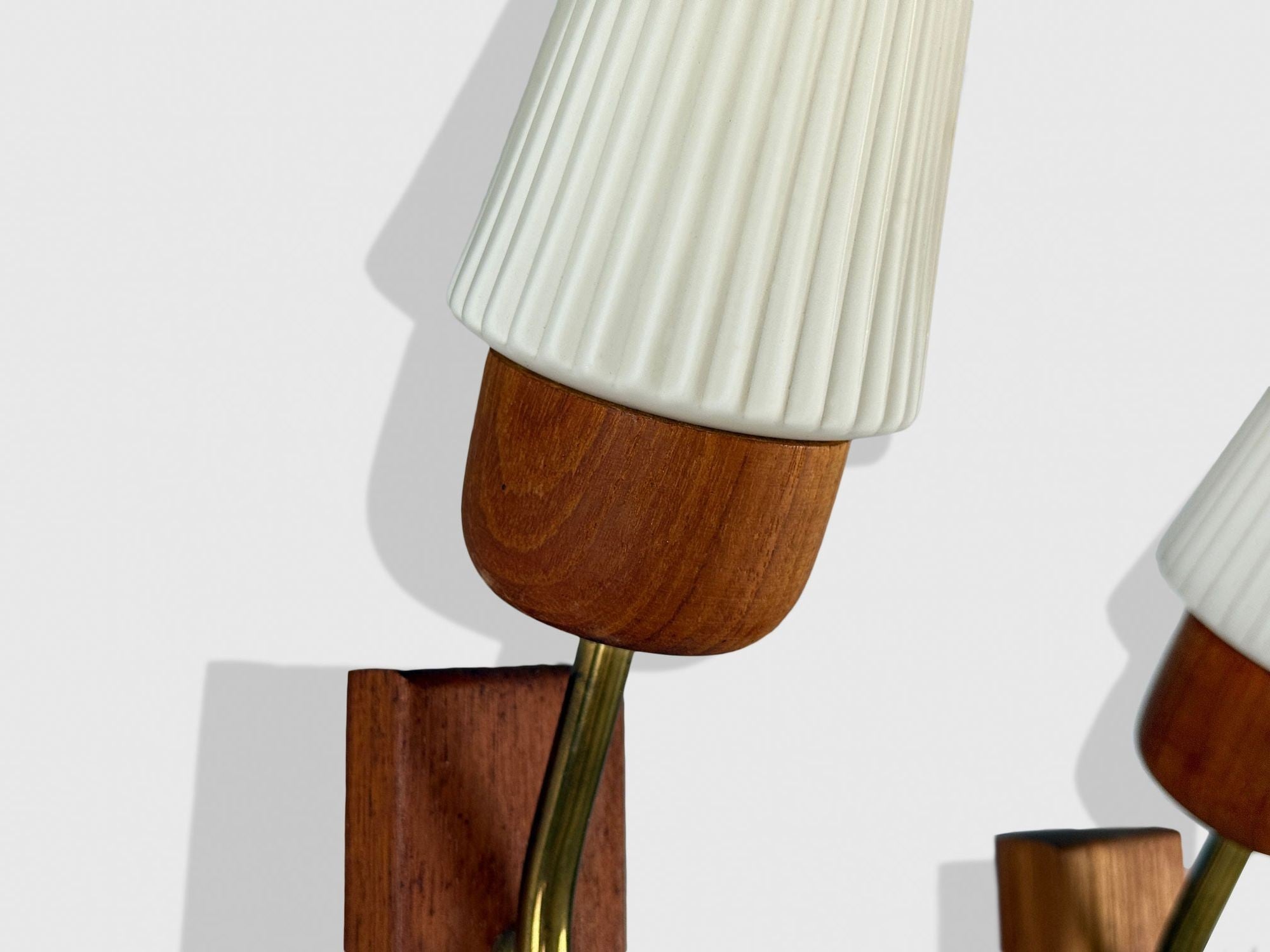 Swedish Modern, Teak, Brass, Glass, Wall Lights, Sweden, 1960s