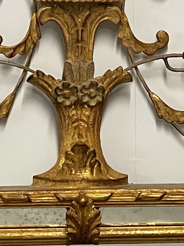 Adams Style Wall / Console / Pier Mirror, Giltwood, Floral Motif