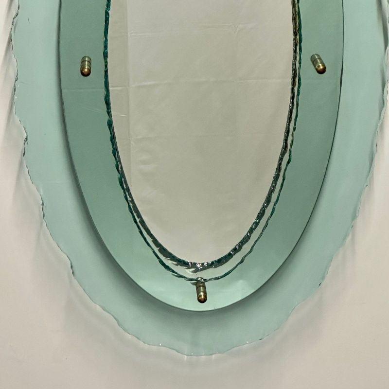 Italian Mid-Century Modern Fontana Arte Oval Glass Mirror or Plateau or Tray