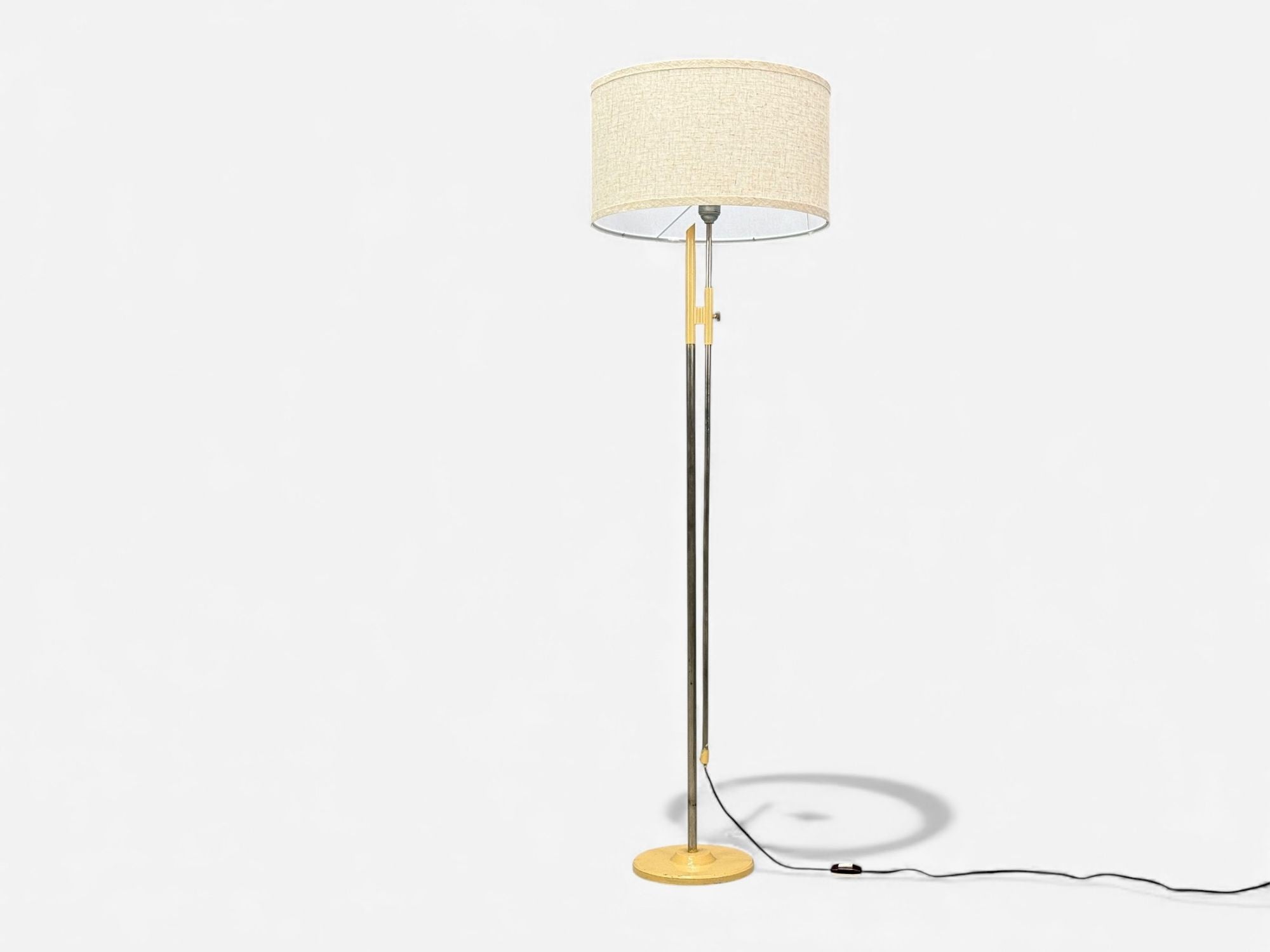 Polish Modern, Steel, Lacquered Metal, Adjustable Floor Lamp, Poland, 1960s