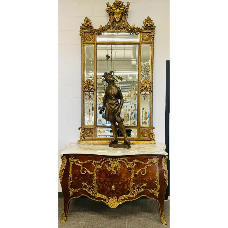 Pair of Palatial Mirrors Louis XVI Giltwood Hand Carved, Pier / Console / Wall