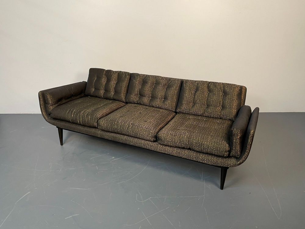 Mid-Century Modern Curved Sofa / Settee, Adrian Pearsall Style, Three-Seater