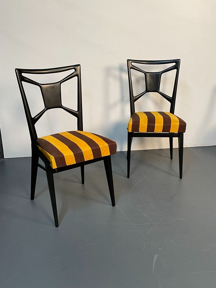 Six Italian Mid-Century Modern Mahogany Dining / Side Chairs, Ico Parisi Style