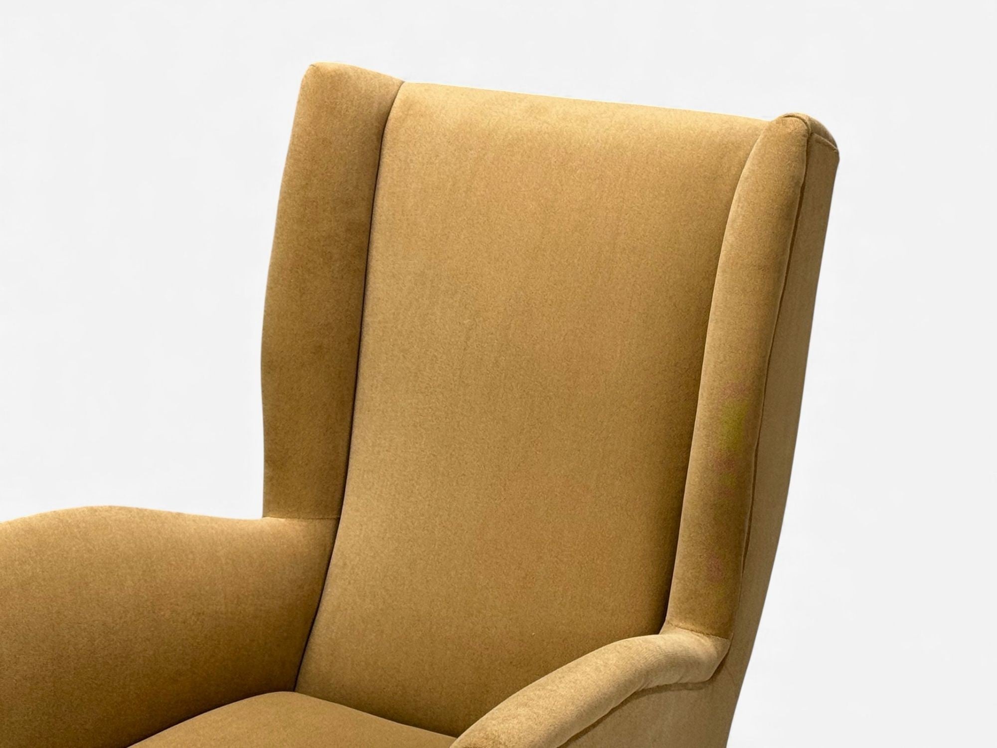 ISA Bergamo, Camel Velvet, Bronze, Wingback Chairs, Italy, 1950s