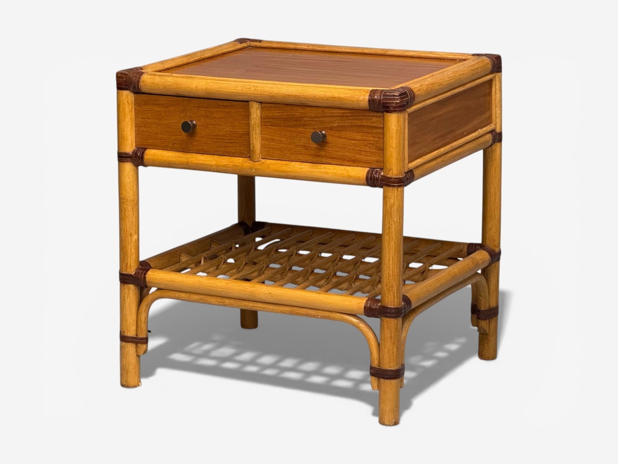 Kenneth Bergenblad, Nightstands, Bamboo, Rattan, Brass, Sweden, 1970s