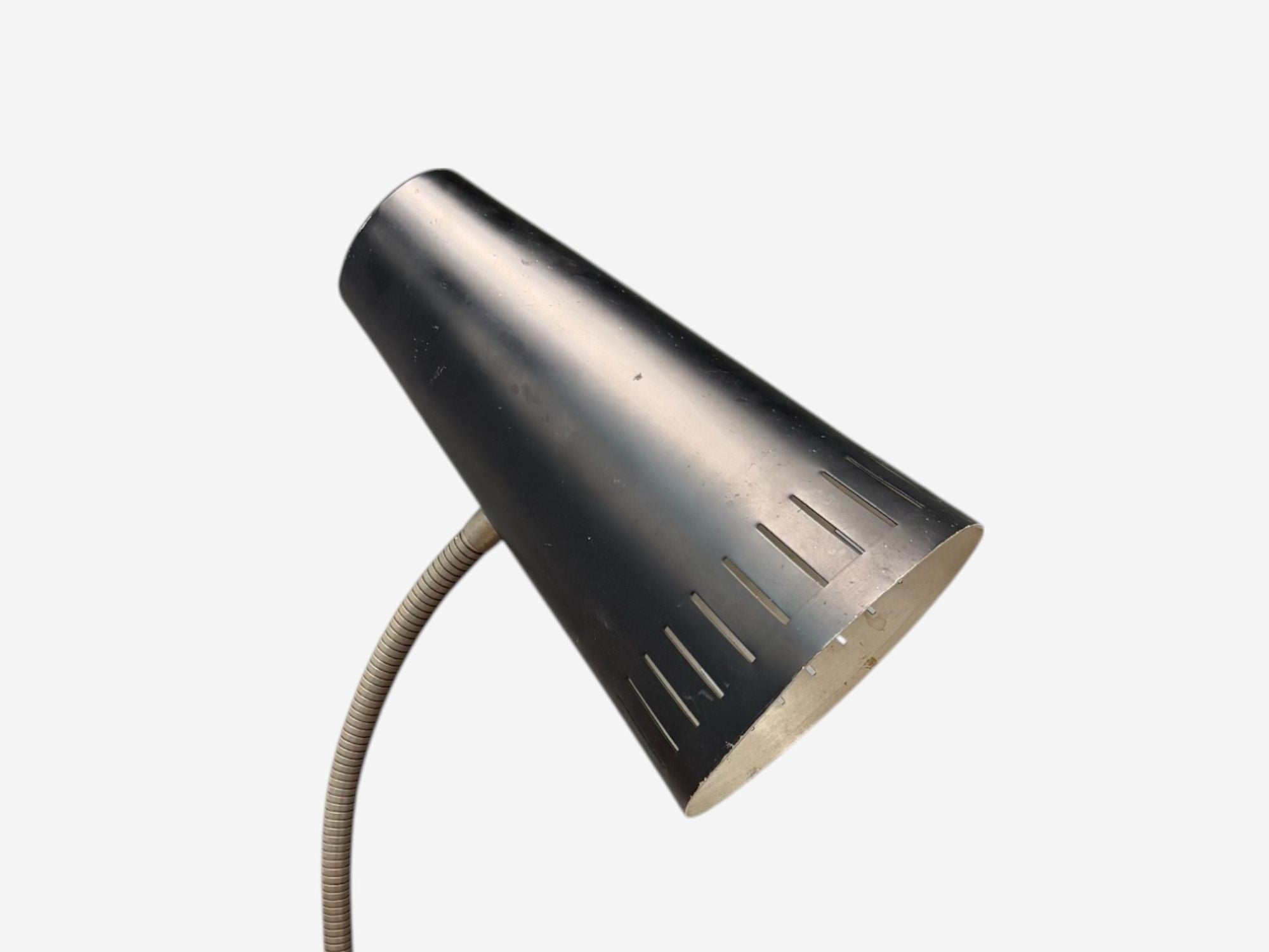 Swedish Modern, Black Lacquered Metal, Adjustable Desk Lamp, Sweden, 1950s