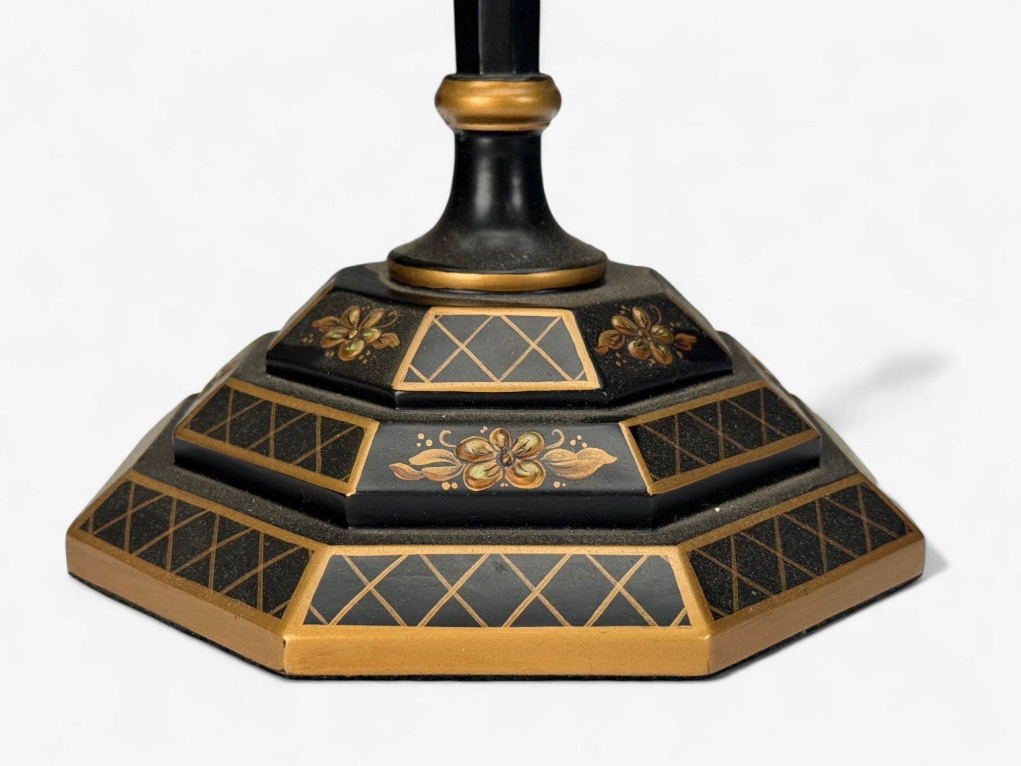 Chinoiserie, Painted Wood, Gilt, Ebonized Table Lamps, USA, 1970s