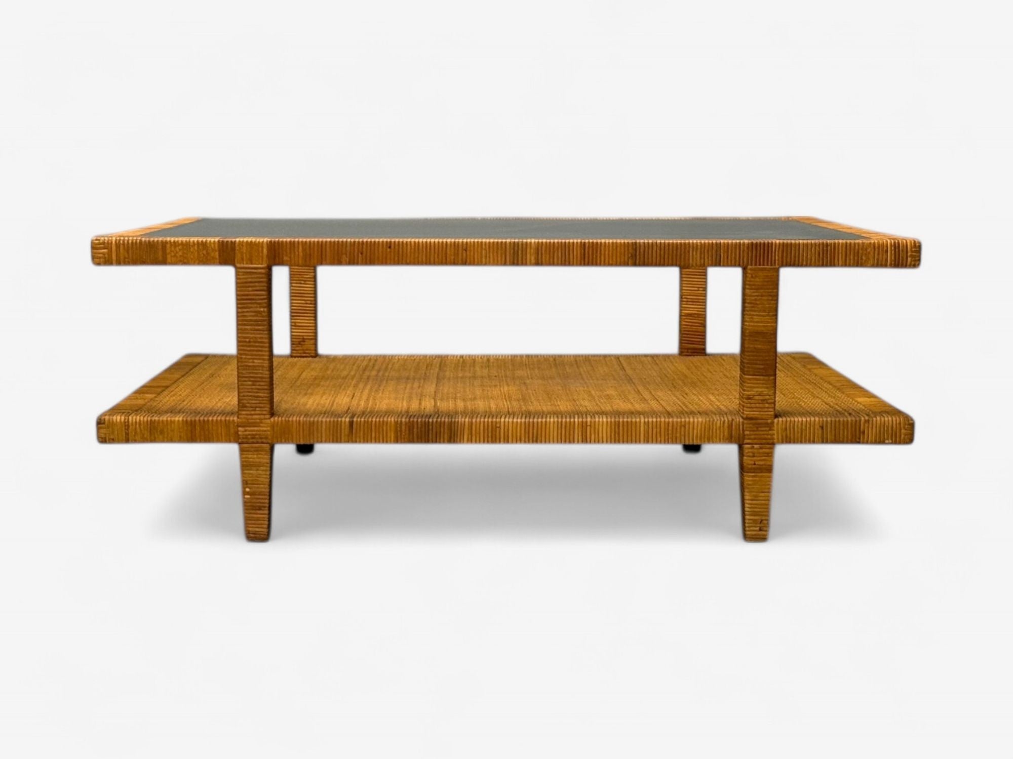 Bielecky Brothers, Modern Coffee Table, Cane Wrap, Glass, USA, 21st C.