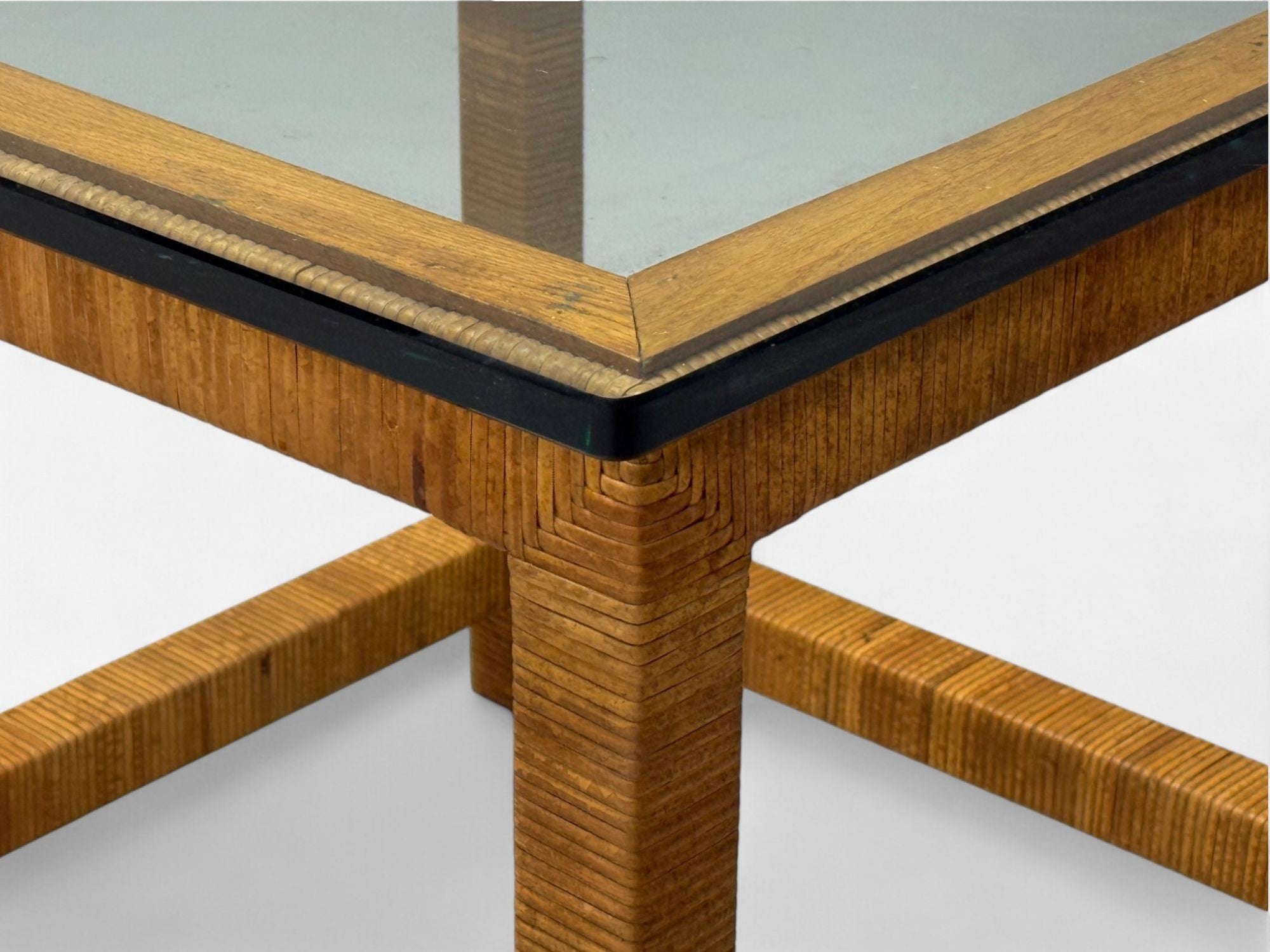 Bielecky Brothers, Modern Side Tables, Cane Wrap, Glass, USA, 21st C.