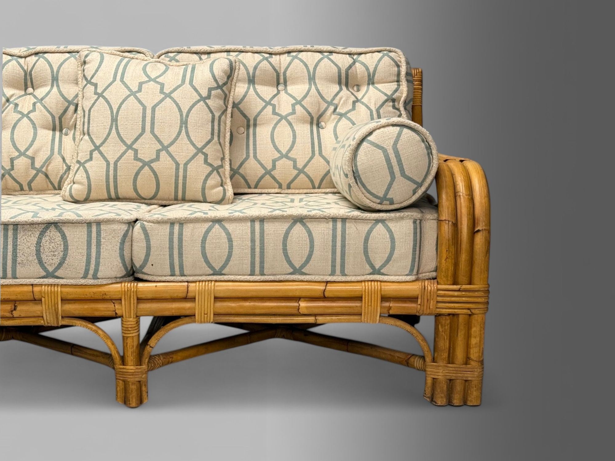 Bielecky Brothers, Modern, Large Three Seater Sofa, Rattan, Bamboo, USA, 21st C.