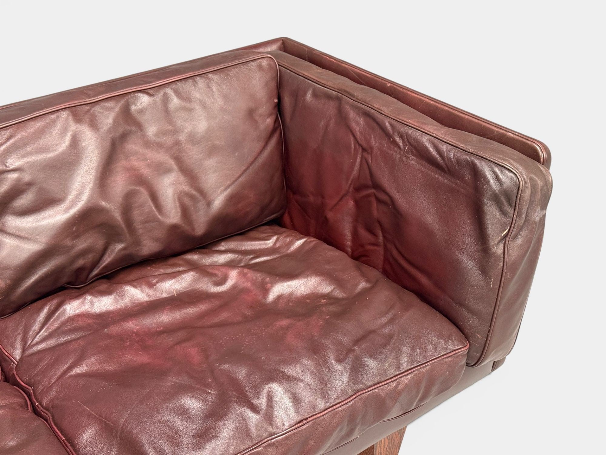 Illum Wikkelsø, Settee, Brown Leather, Rosewood, Denmark, 1960s