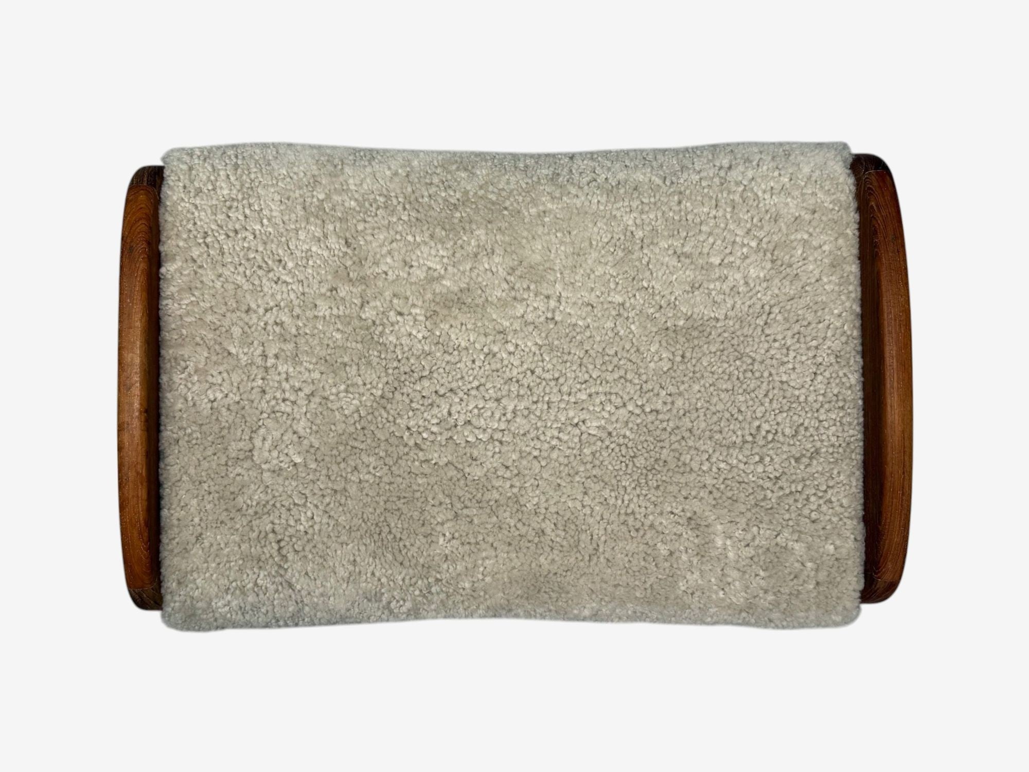 Danish Mid-Century Modern, Shearling Stool, Beige Sheepskin, Denmark, 1970s