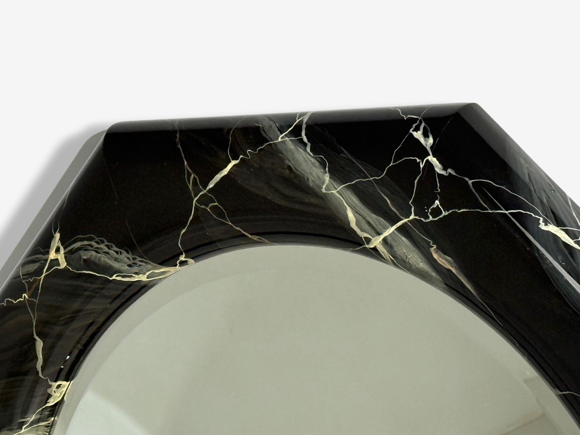 Mid-Century Modern, Octagonal Wall Mirror, Faux Marble Finish, USA, 1980s