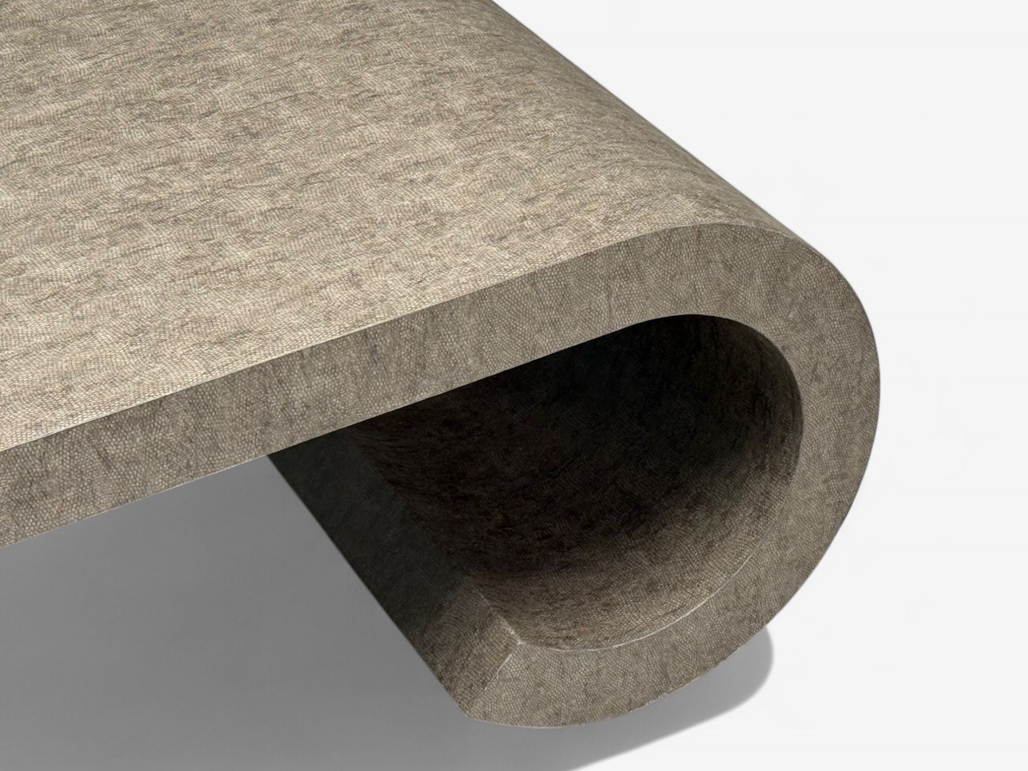 Karl Springer Style, Mid-Century Modern, Grey Faux Shagreen, Coffee Table, 1980s