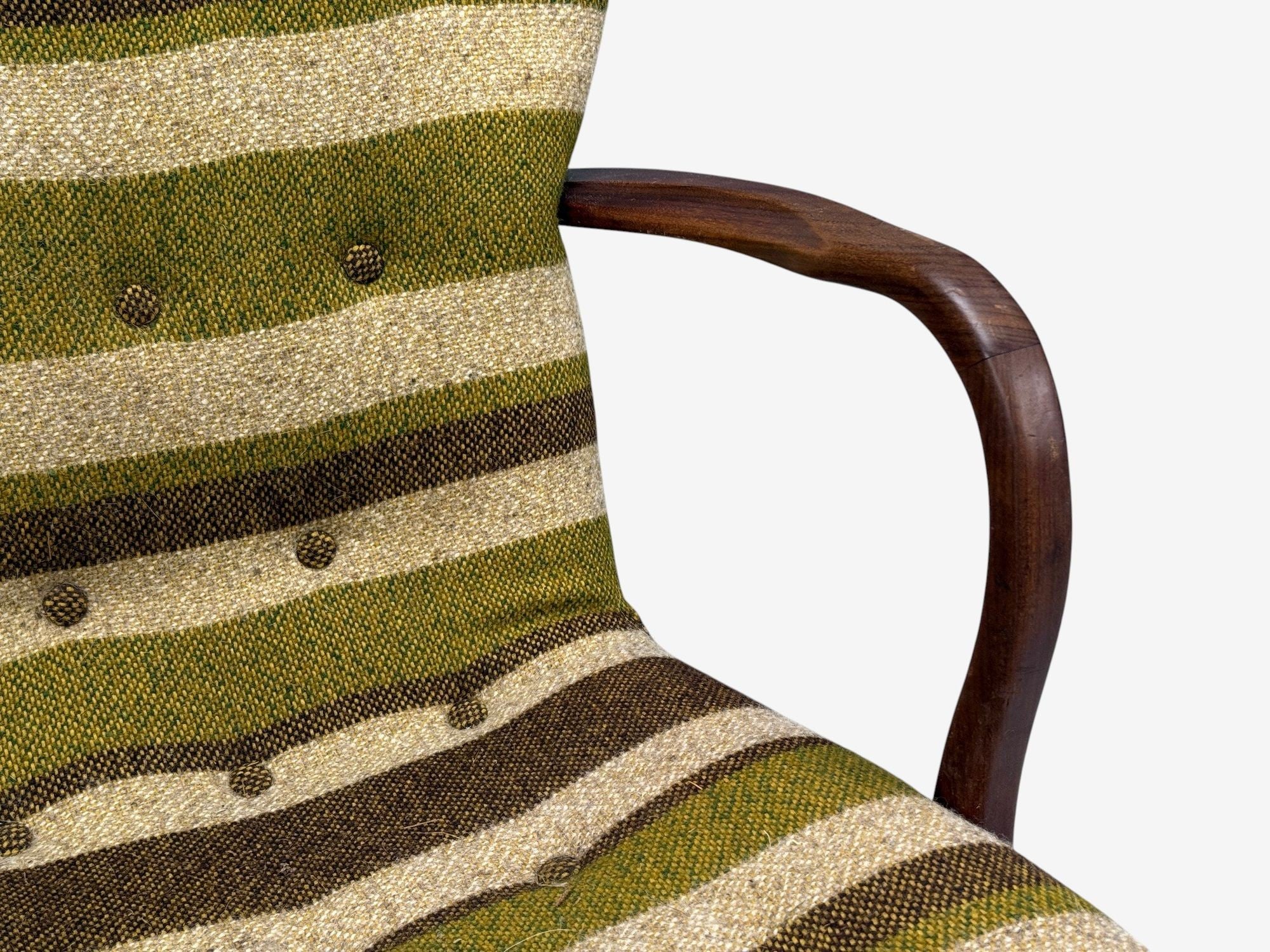 Philip Arctander Style, Lounge Chair, Wool, Walnut, Denmark, 1940s