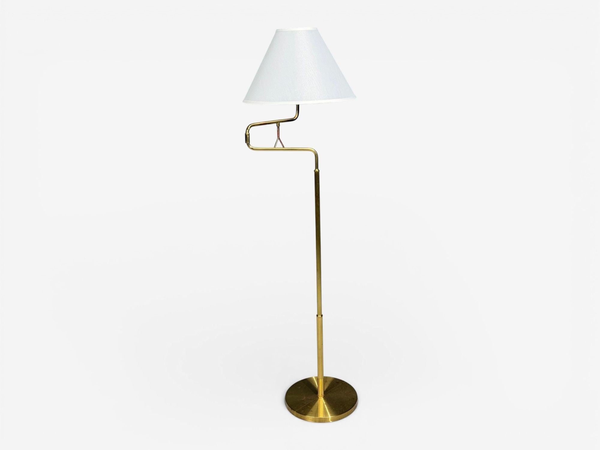 Armaturhantverk Göteborg, Articulating Floor Lamp, Brass, Fabric, Sweden, 1960s