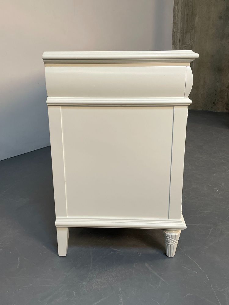Louis XVI Style Painted Dresser, Mid Century Modern, Commode, Bronze, Off White
