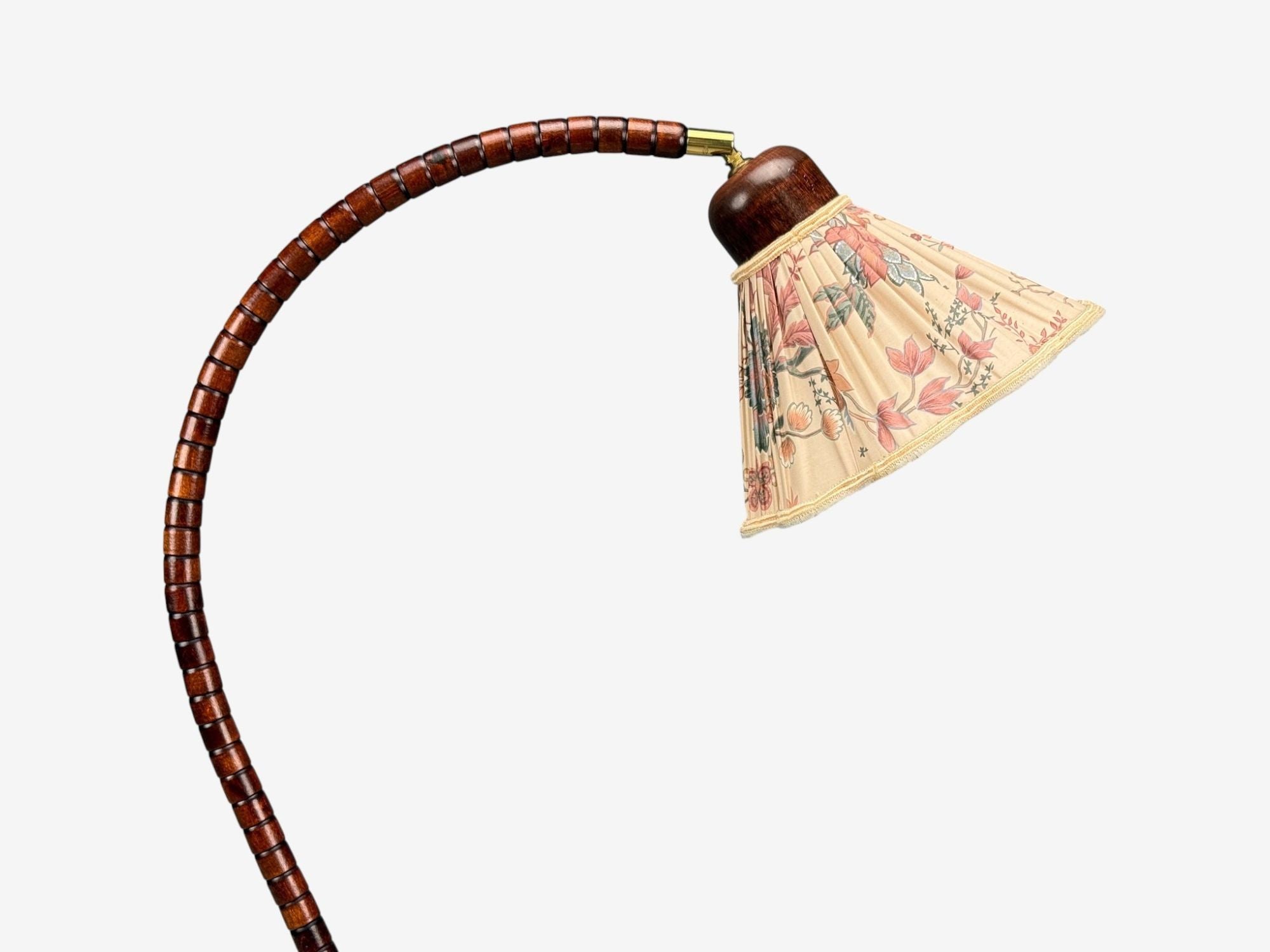 Markslöjd Attribution, Floor Lamp, Stained Wood, Fabric, Sweden, 1970s