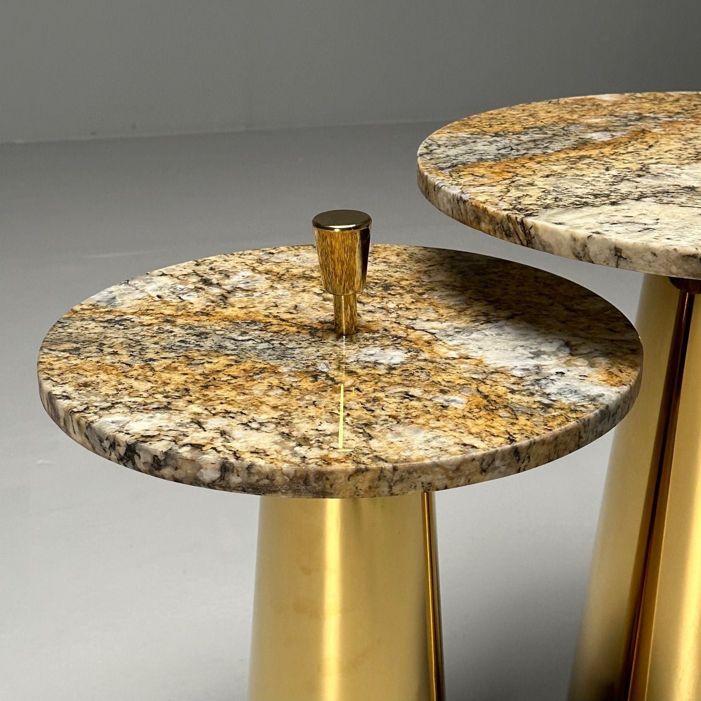 Italian Mid-Century Modern Style, Contemporary, Nesting Side Tables, Brass