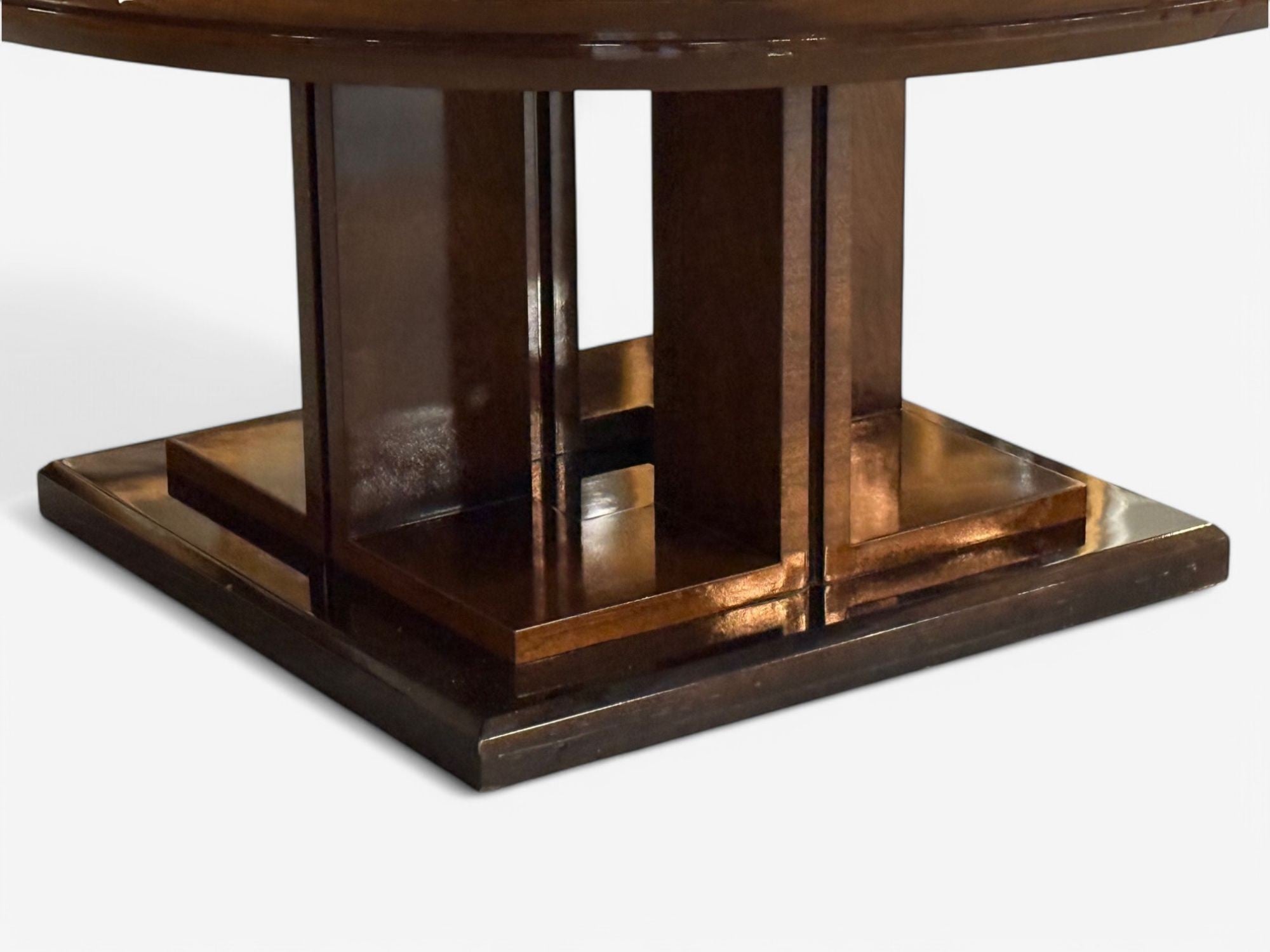 Art Deco Style, Sunburst Mahogany, Lacquer, Dining Table, Center Table, 20th C.