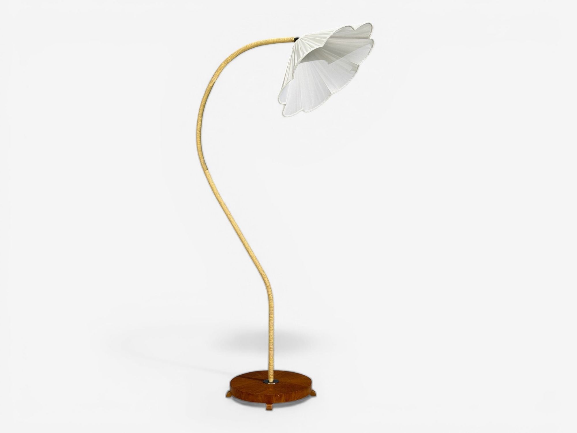 Swedish Modern, Organic Floor Lamp, Cord, Wood, Sweden, 1940s