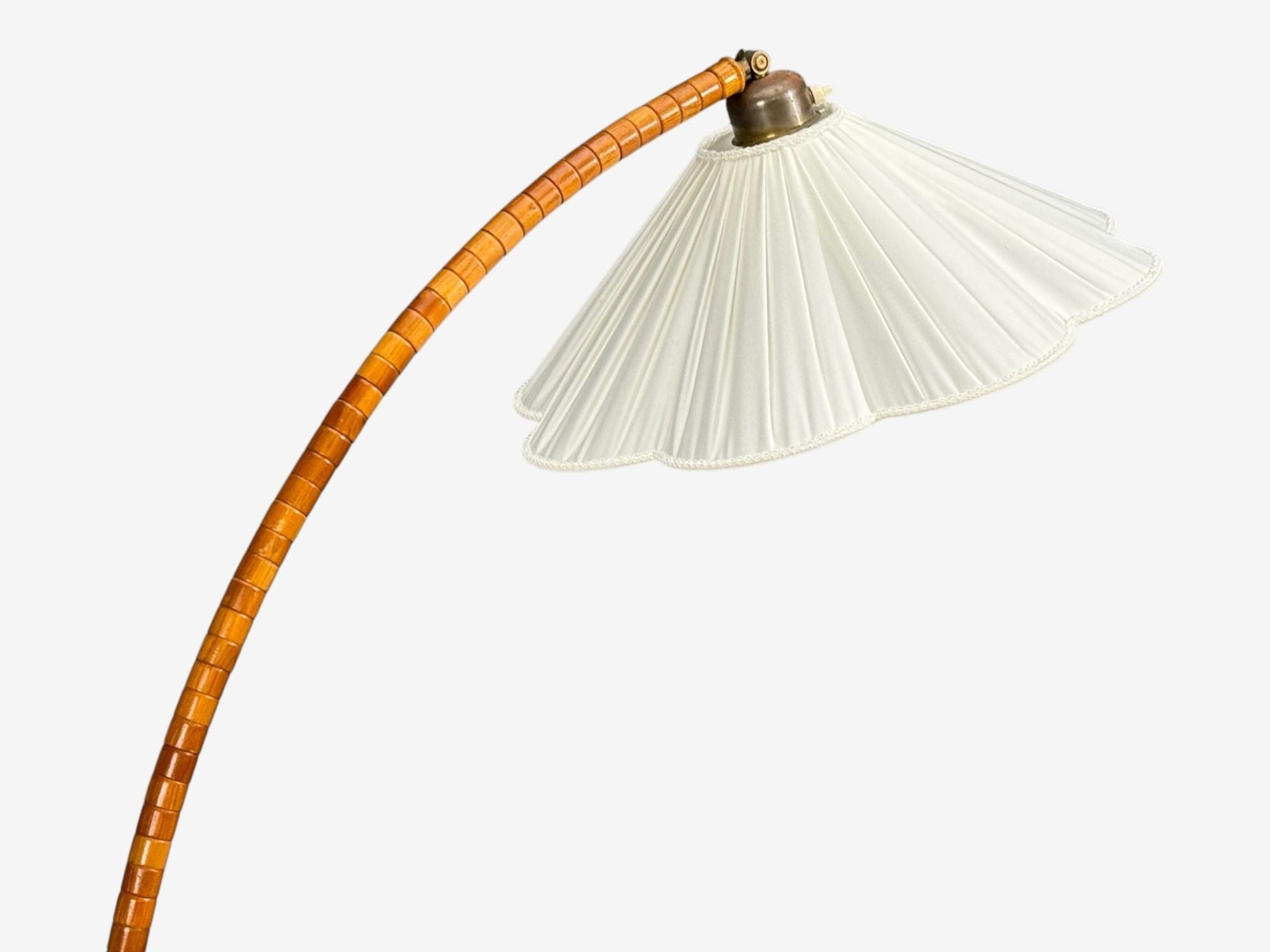 Swedish Modern, Floor Lamp with Shelf, Birch, Brass, Sweden, 1930s