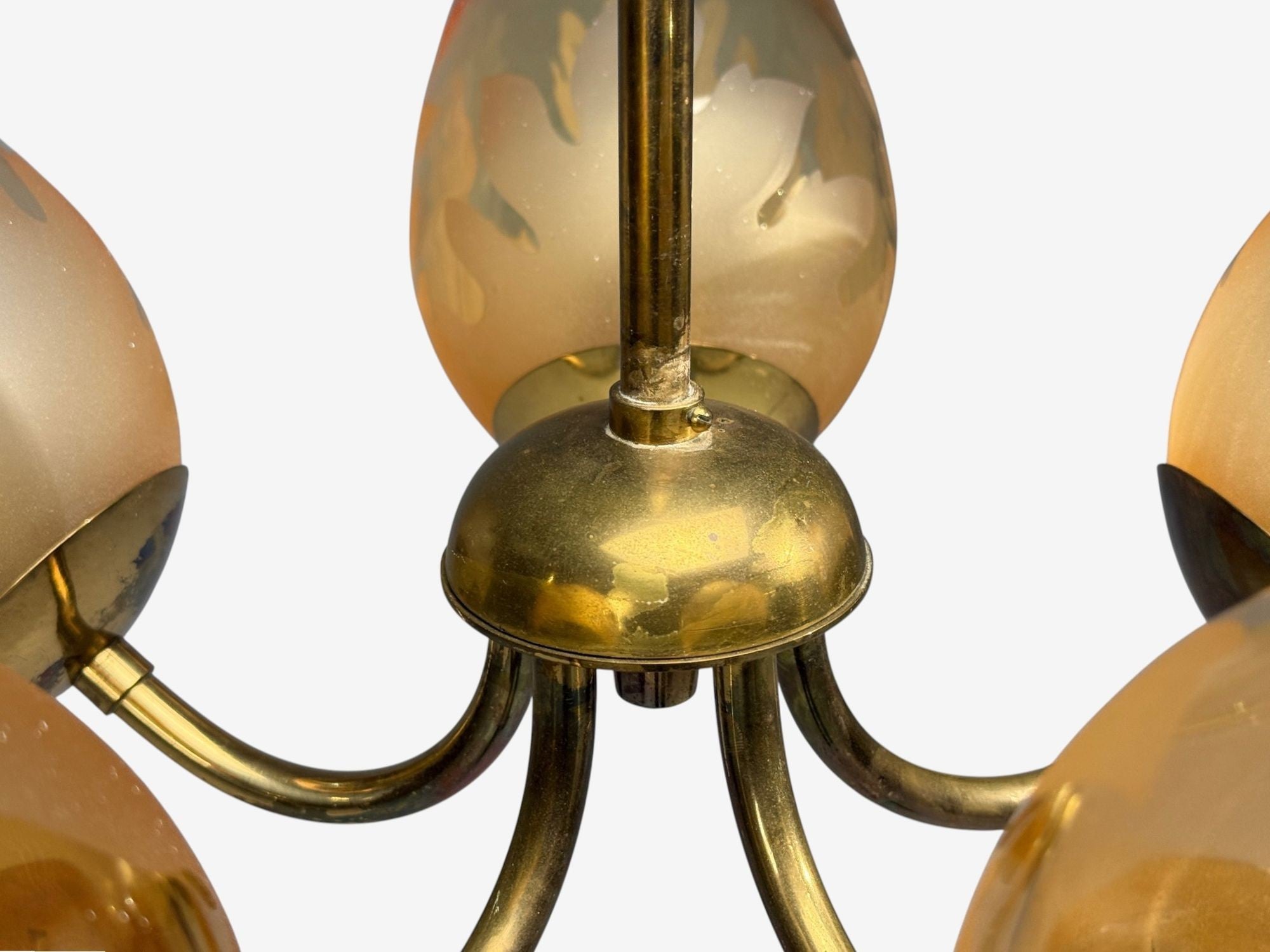 Carl Erik Bodén, Chandelier, Brass, Glass, Sweden, 1940s