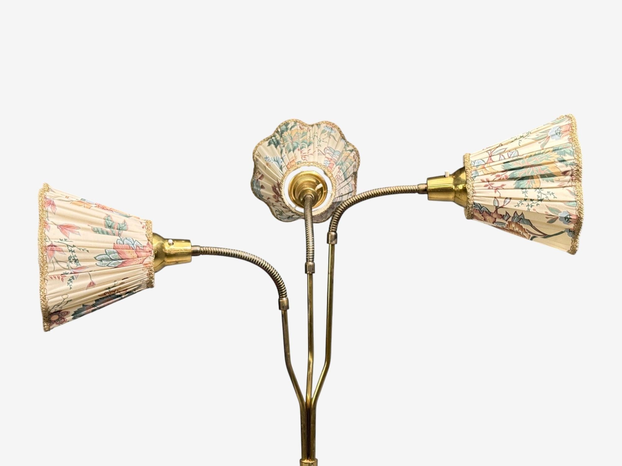 Swedish Modern, Adjustable Floor Lamp, Wood, Metal, Fabric, Sweden, 1950s