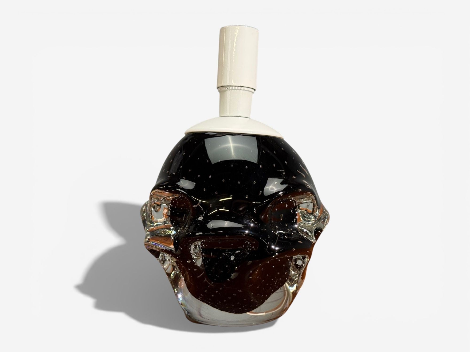 Kosta, Small Table Lamp, Black Glass, Sweden, 1950s