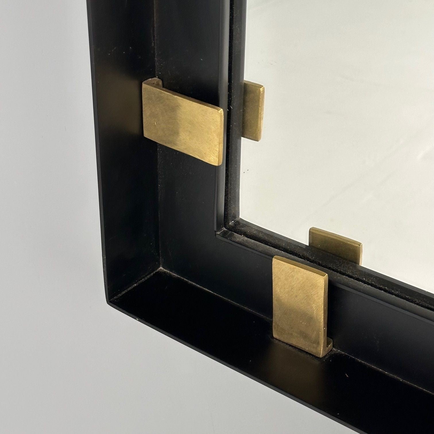 Contemporary, Industrial Modern, Rectangular Wall Mirrors, Steel, Brass