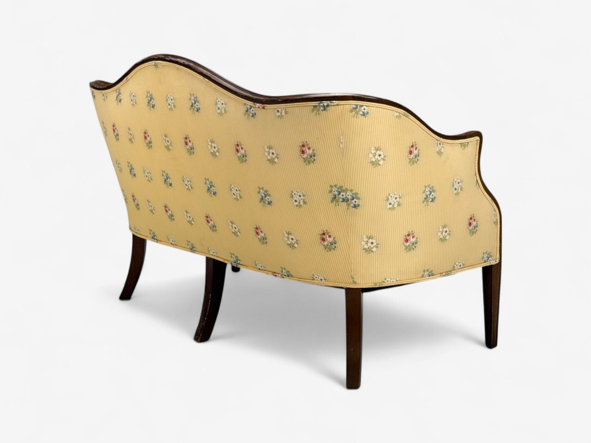 Hepplewhite Style, Mahogany, Scalamandre Upholstery, Loveseat, 1930s