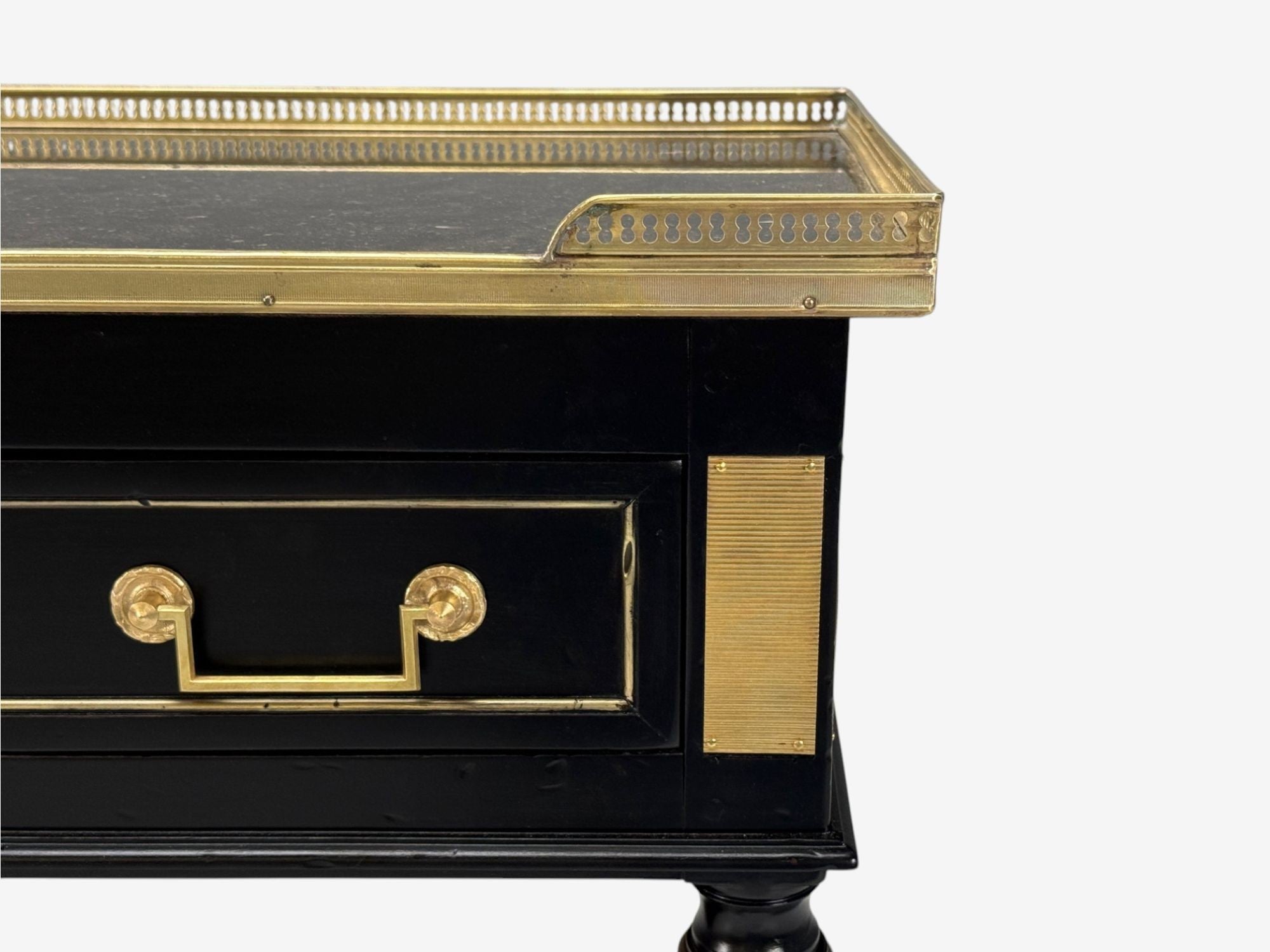 Louis XVI, Hollywood Regency, Bronze, Marble, Ebonized Console, France, 1930s