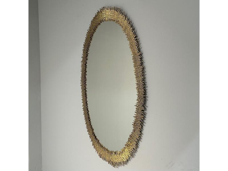 Hollywood Regency Style, Brutalist Modern, Round Wall Mirrors, Brass Star Motif