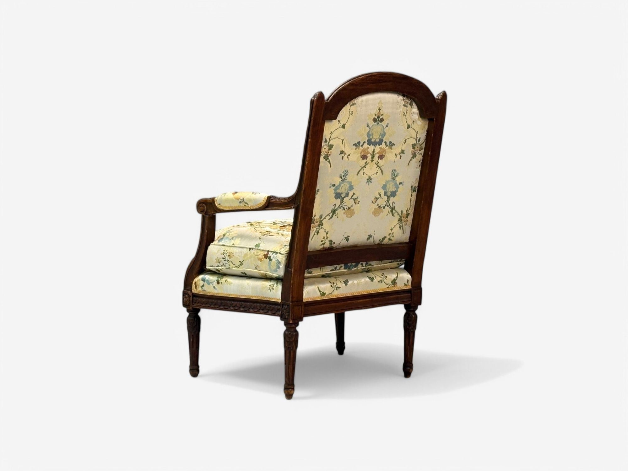 Louis XVI Style, Beechwood, Floral Fabric, Bergere Chairs, France, 1940s
