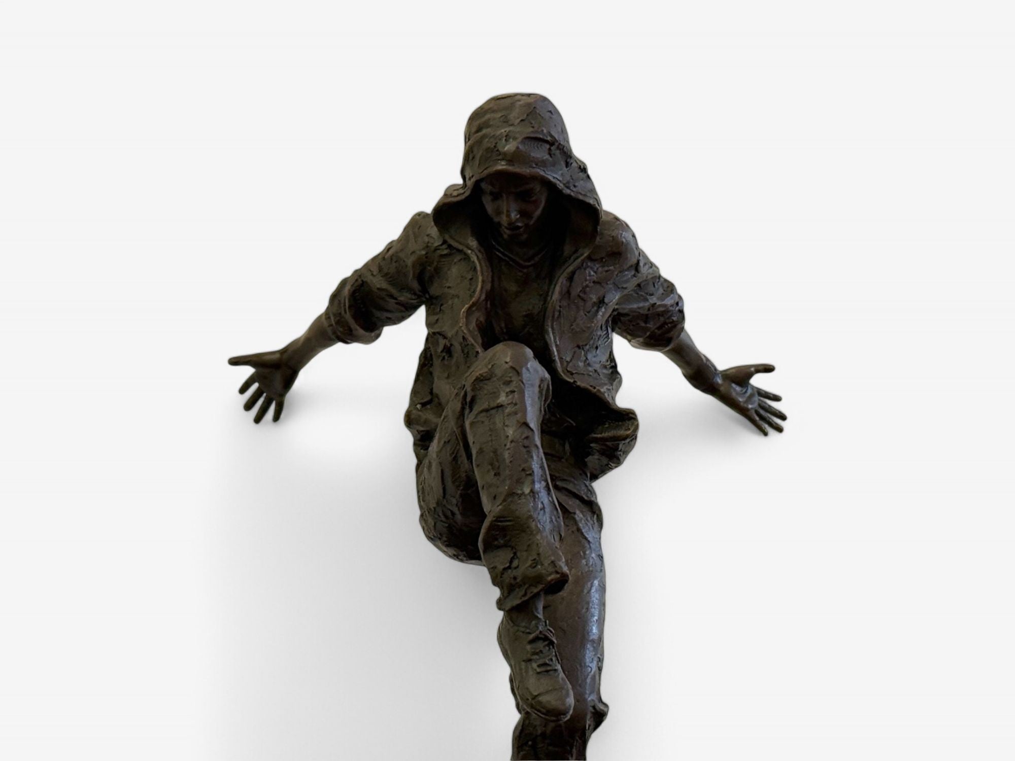 Mid-Century Modern, Bronze, Table-Top Sculpture, Break-dancer Statue, USA, 1980s