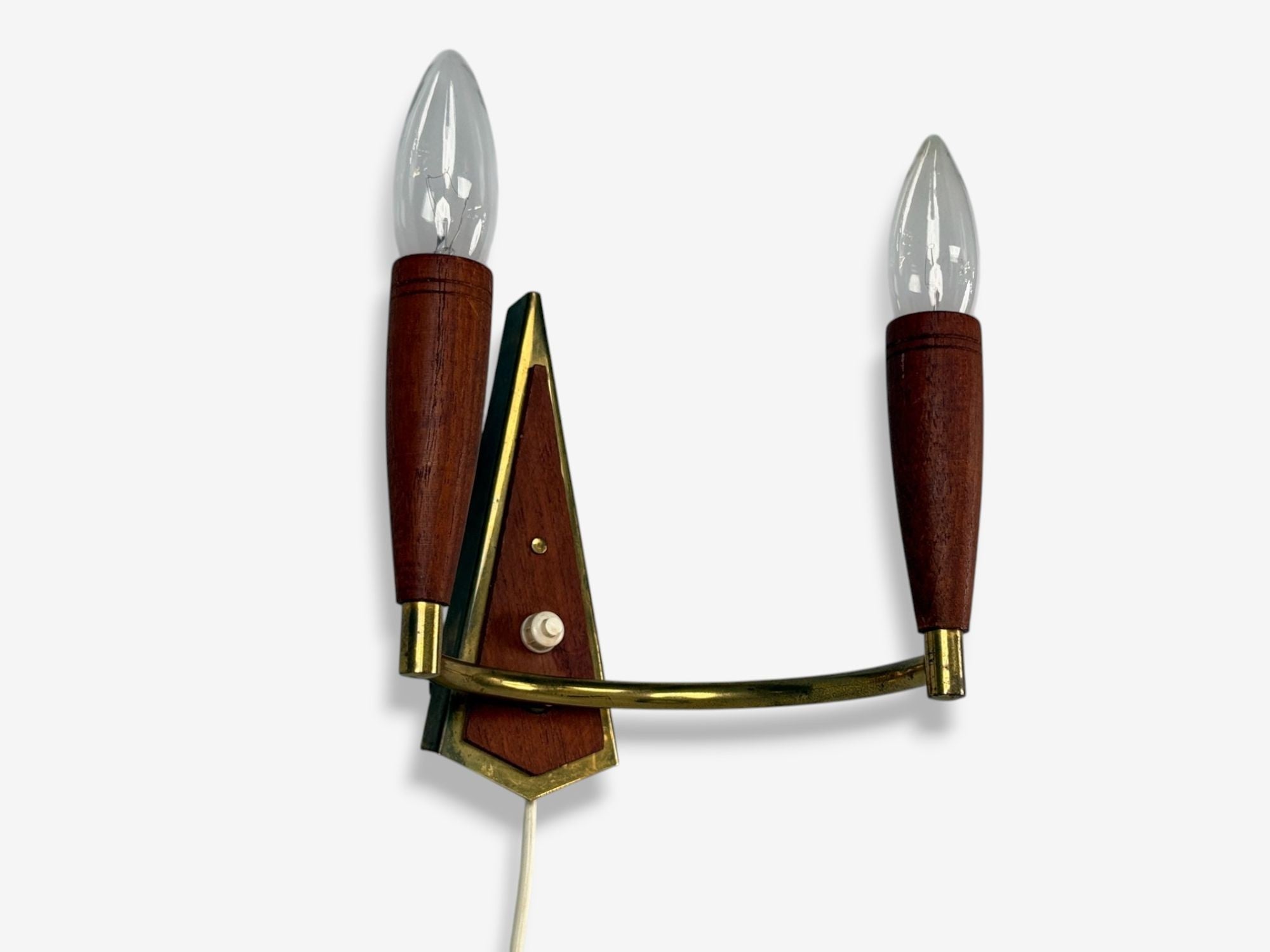 Danish Modern, Teak, Brass, Wall Light, Denmark, 1960s