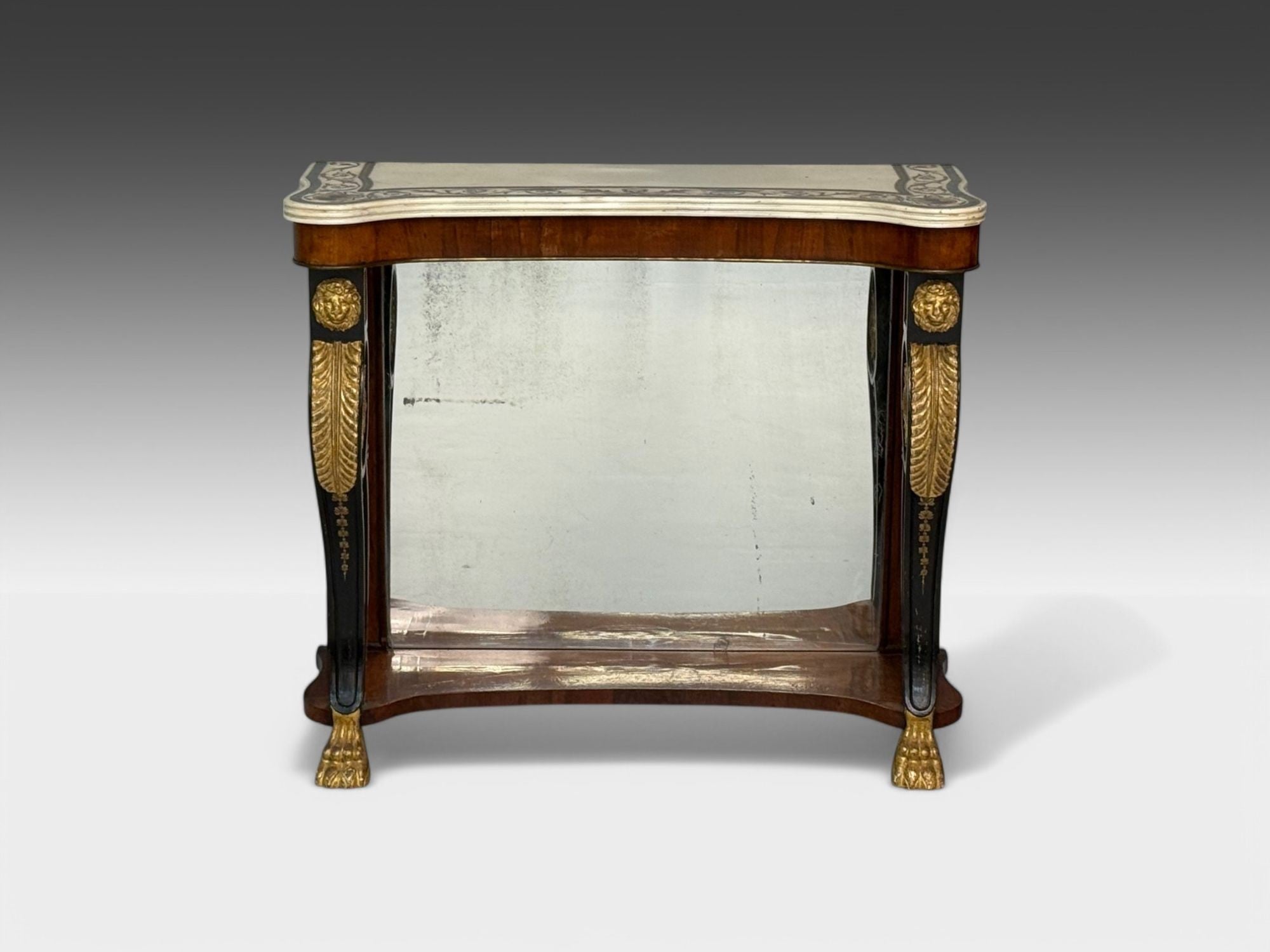 Pietto Bossi attr, Scagliola Marble, Giltwood, Mirrored Consoles, Italy, 18th c