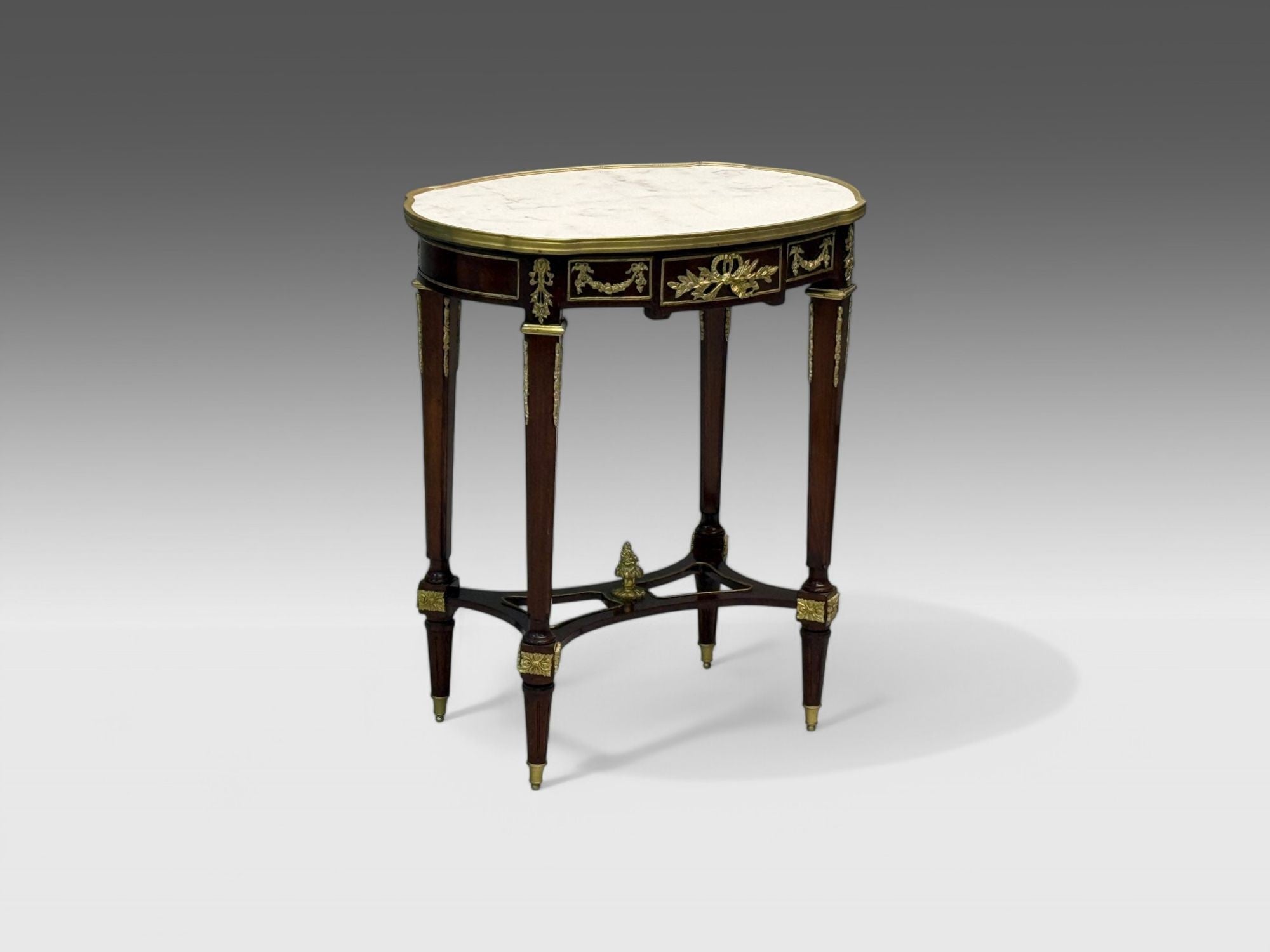 Louis XVI Style, Mahogany, Dore Bronze, Marble, Side Tables, Europe, 1970s