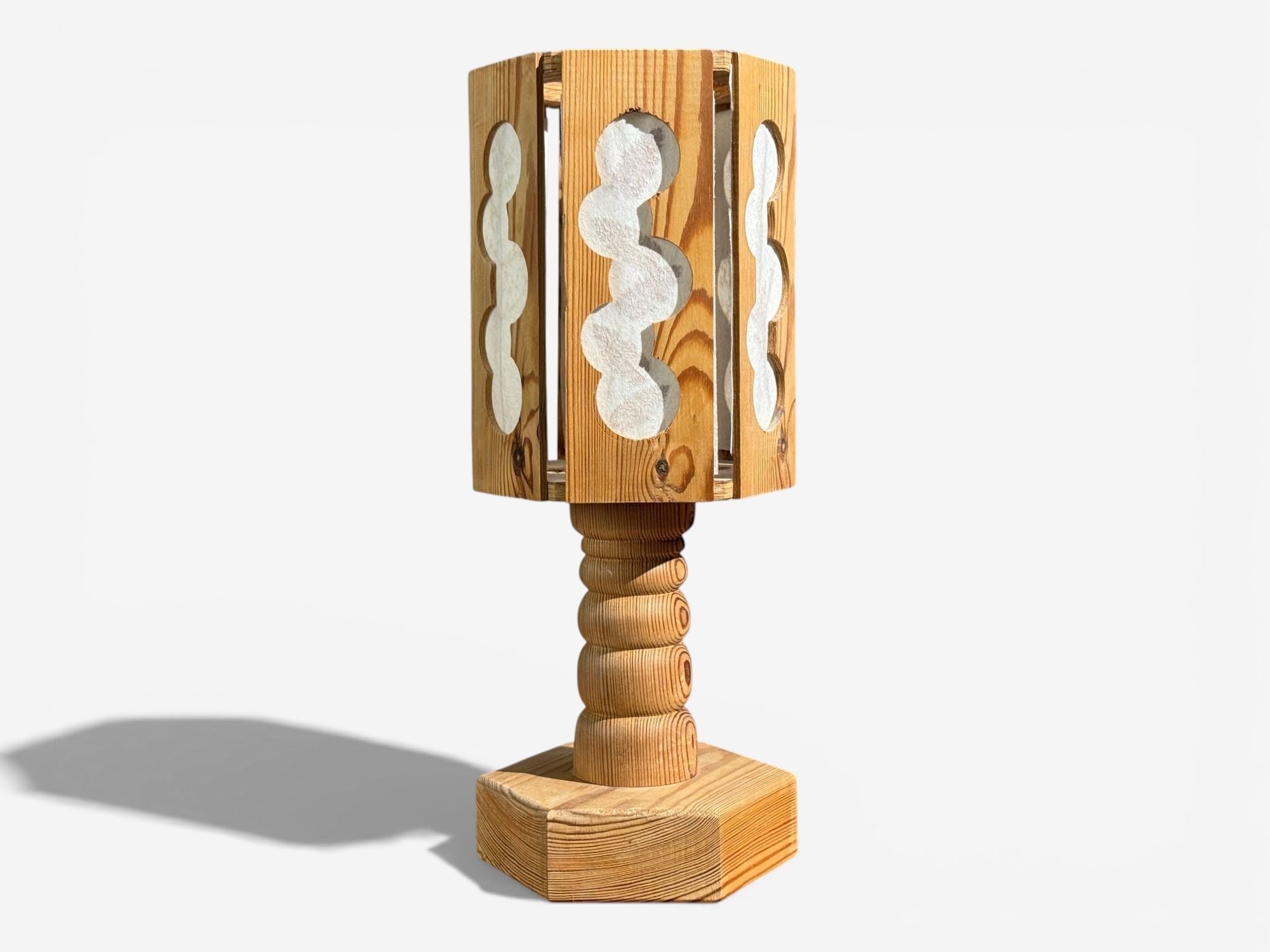 Swedish Modern, Table Lamp, Pine, Fabric, Sweden, 1940s