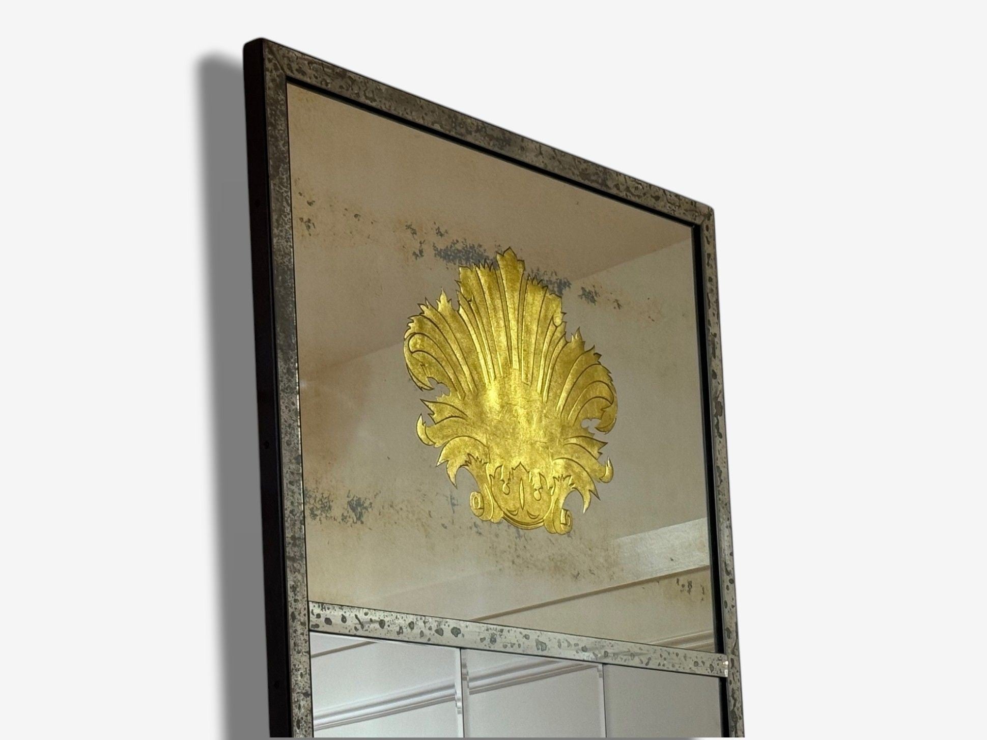 Art Deco Style, Eglomise Glass, Beveled Mirror, Monumental Wall Mirrors, 1960s