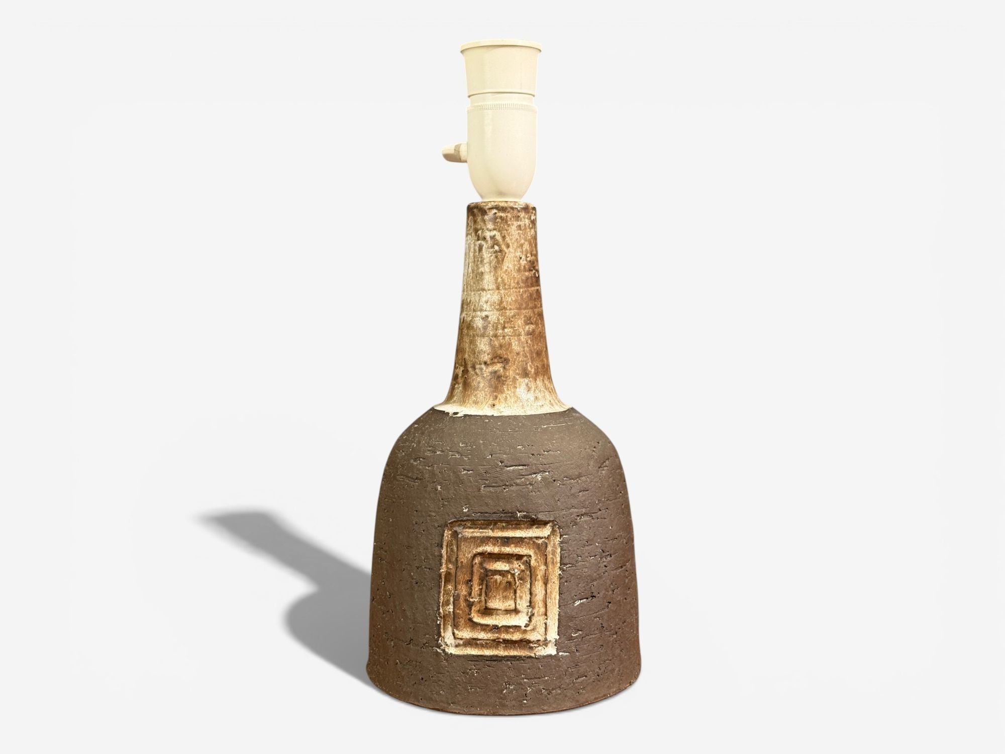 Fridtjof Sejersen, Table Lamp, Brown Ceramic, Denmark, 1960s