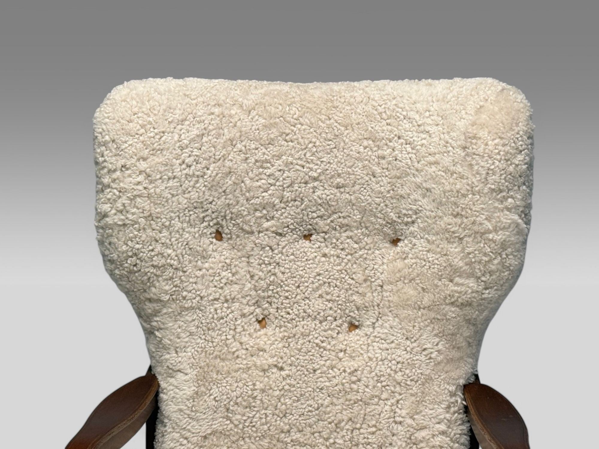 Danish Mid-Century Modern, Beige Sheepskin, Beech, Lounge Chair, Denmark, 1960s